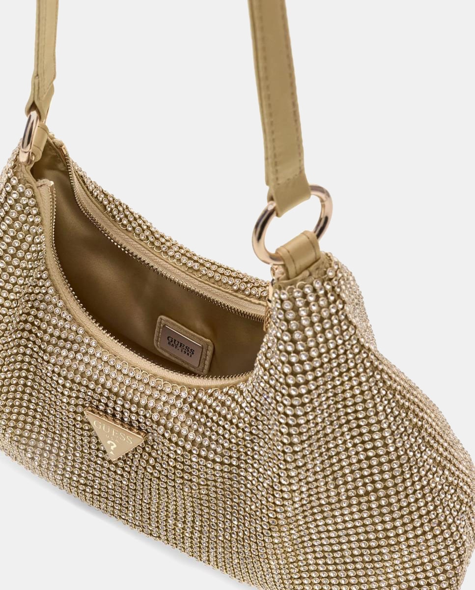 Mala Hobo com Alça de Ombro e Acabamento Brilhante Ouro-3