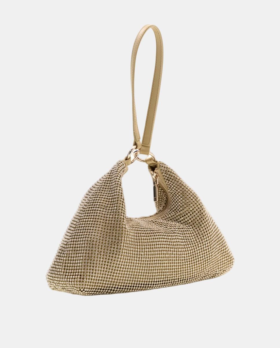 Mala Hobo com Alça de Ombro e Acabamento Brilhante Ouro-4