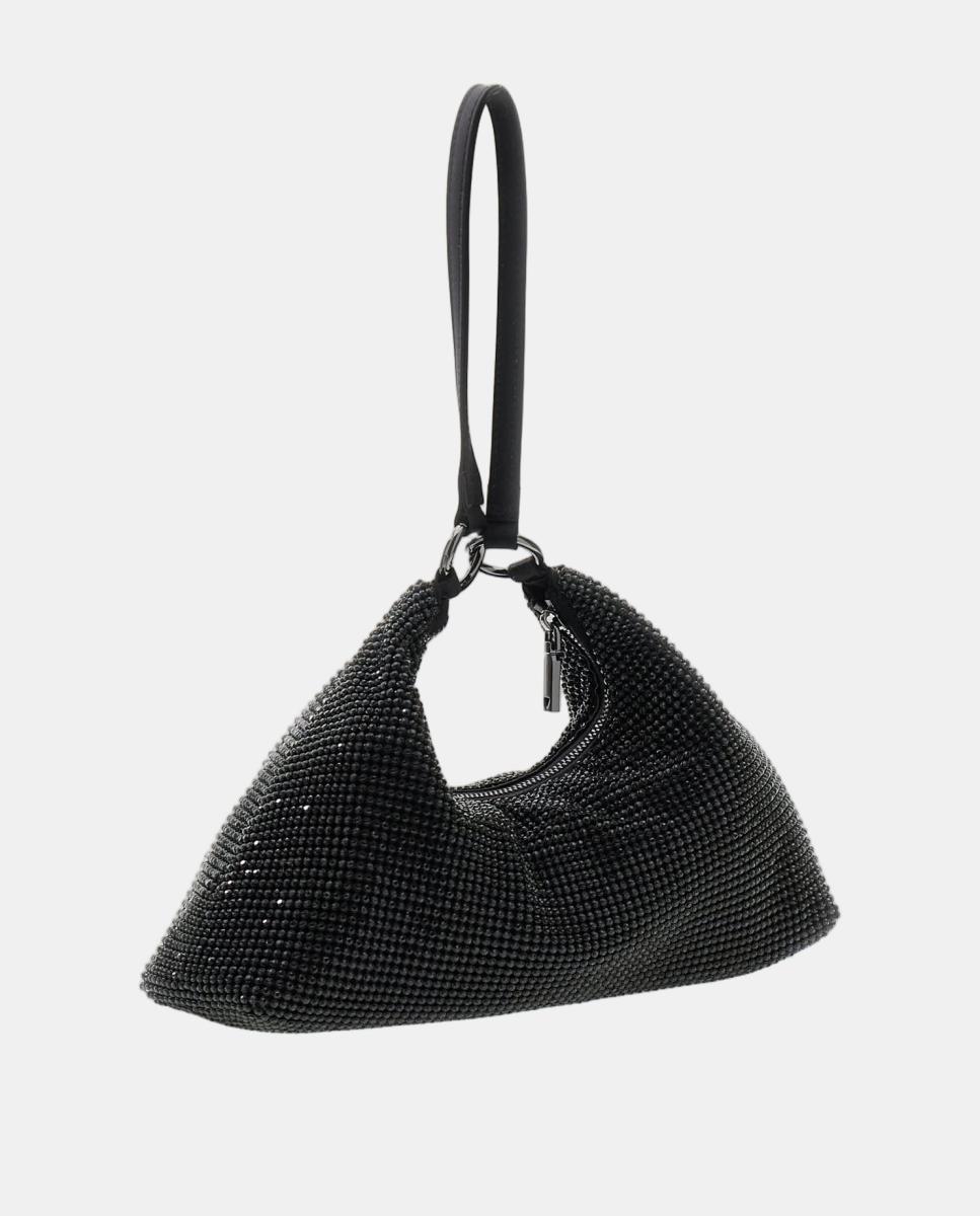 Mala Hobo com Alça de Ombro e Acabamento Brilhante Preto-2