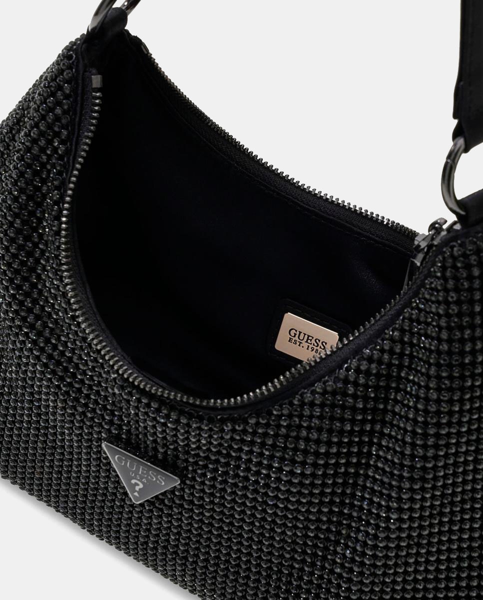 Mala Hobo com Alça de Ombro e Acabamento Brilhante Preto-5