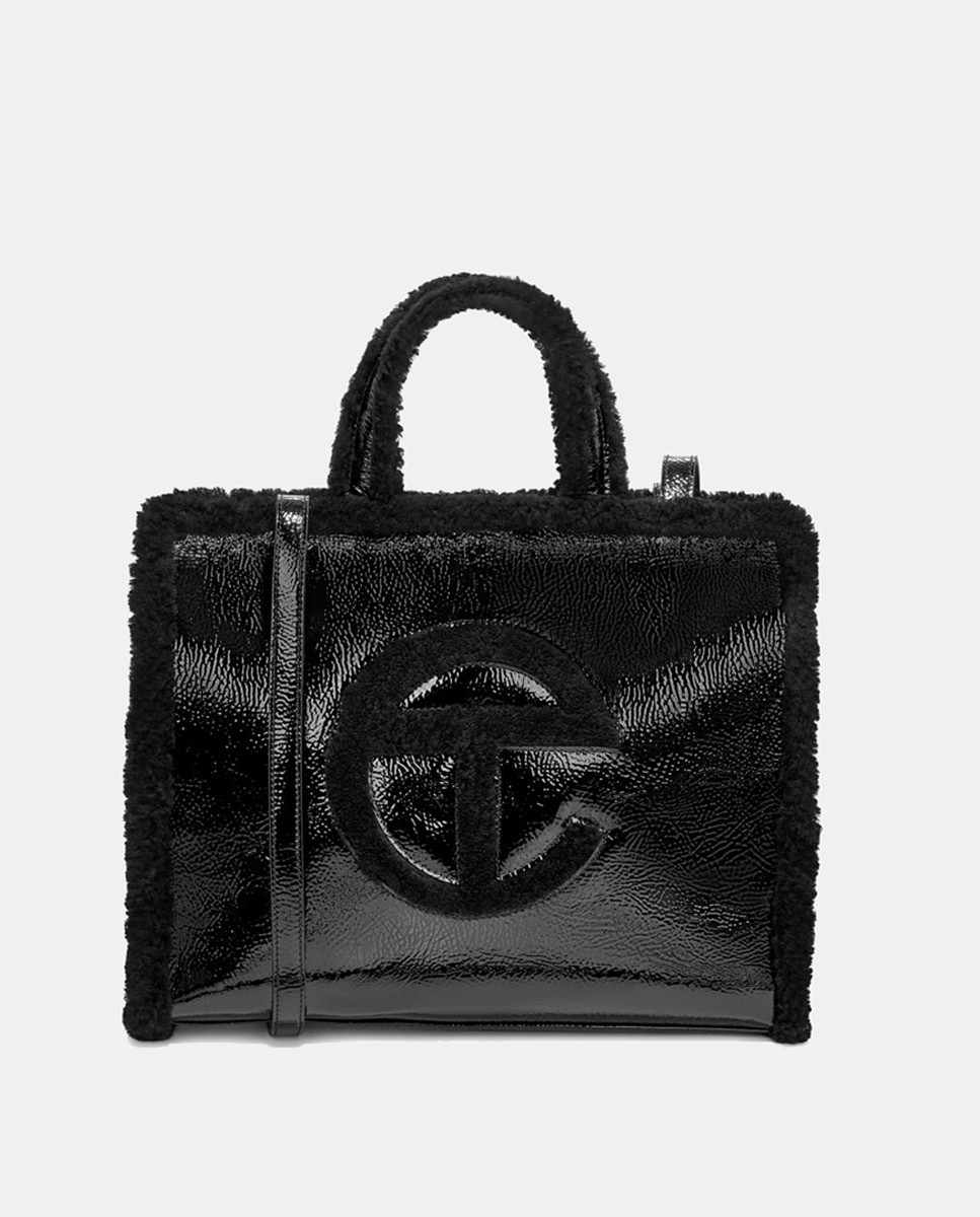 Mala Shopper UGG x Telfar Média Crinkle em Pele Preto-1