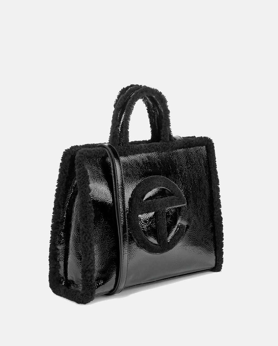 Mala Shopper UGG x Telfar Média Crinkle em Pele Preto-2