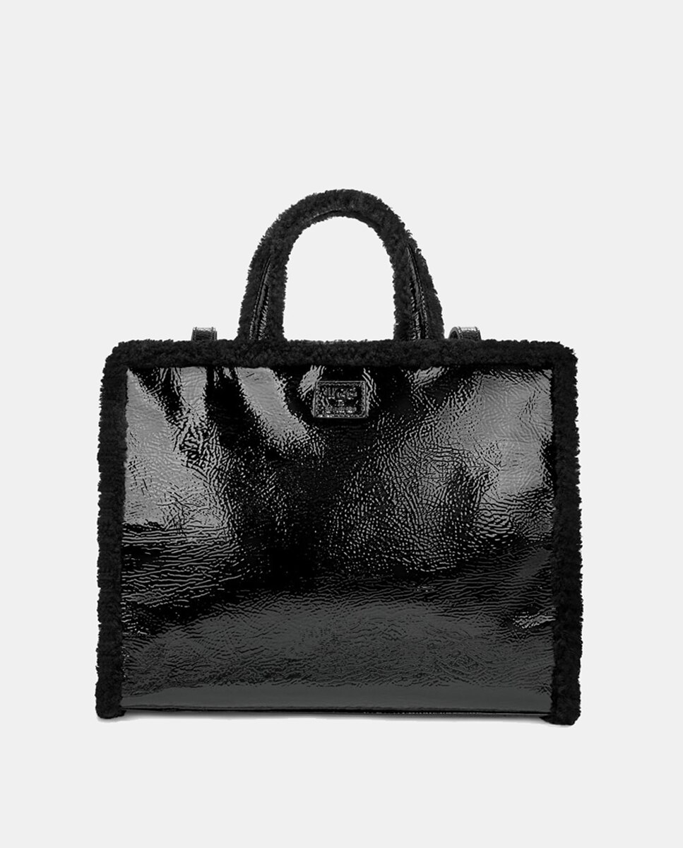 Mala Shopper UGG x Telfar Média Crinkle em Pele Preto-3