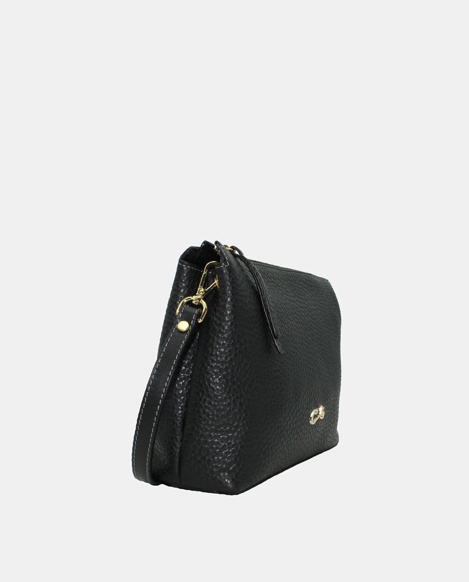 Mala Crossbody Emotion com Fecho de Correr e em Pele Preto-2