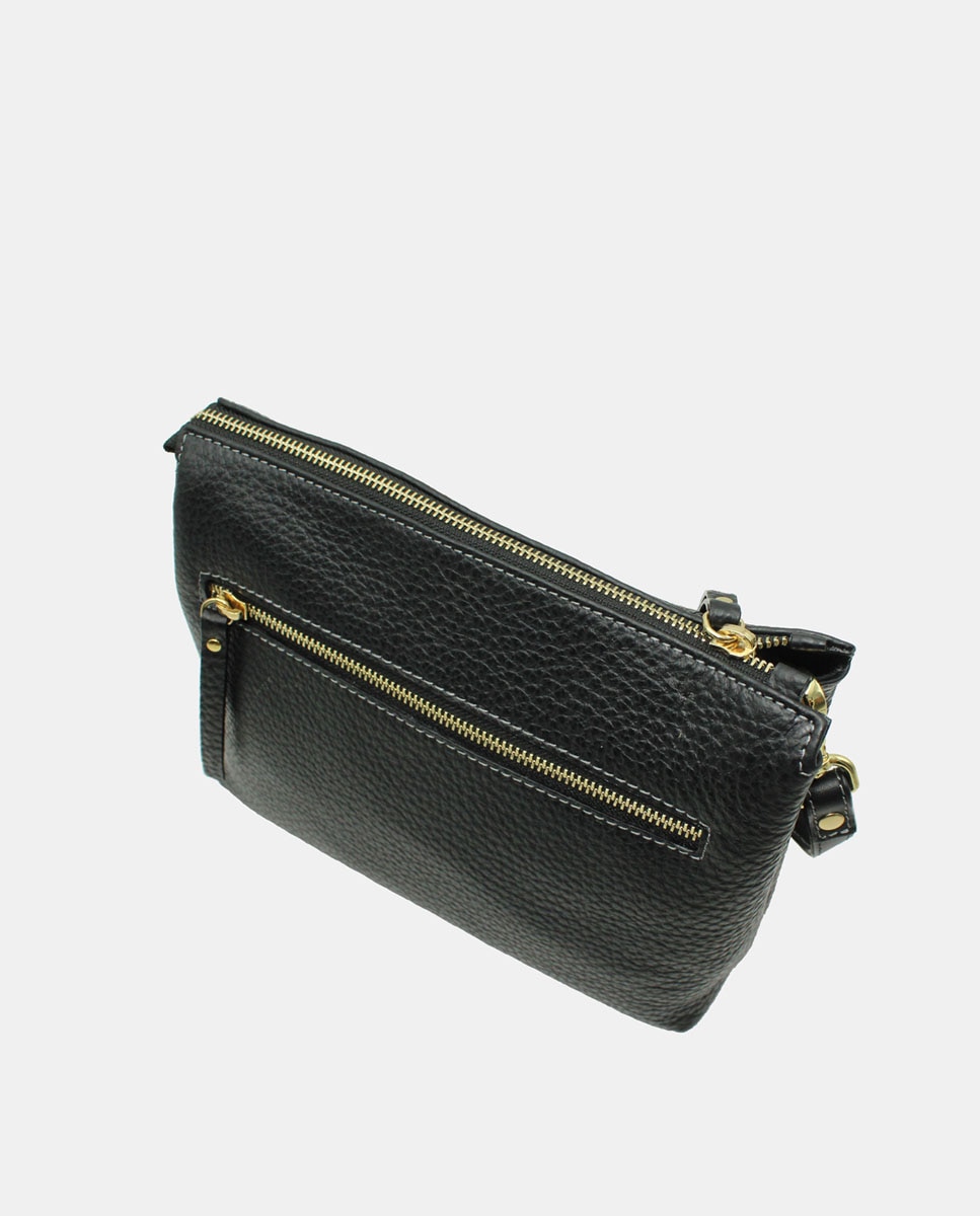 Mala Crossbody Emotion com Fecho de Correr e em Pele Preto-3