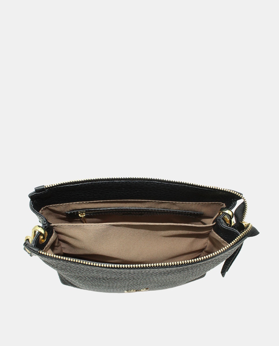 Mala Crossbody Emotion com Fecho de Correr e em Pele Preto-4