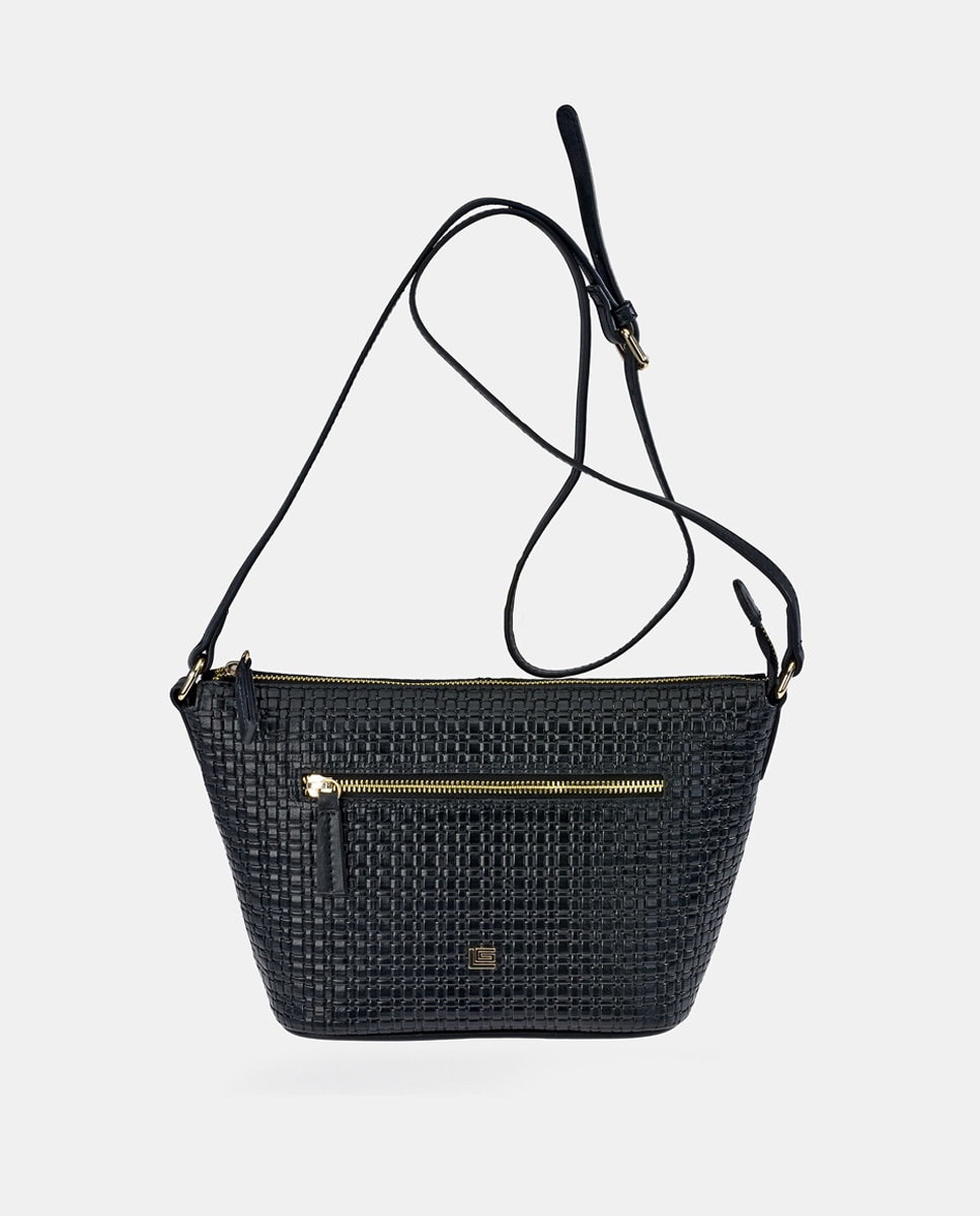 Imagem 0 de Mala Crossbody em Pele com Fecho de Correr - Preto