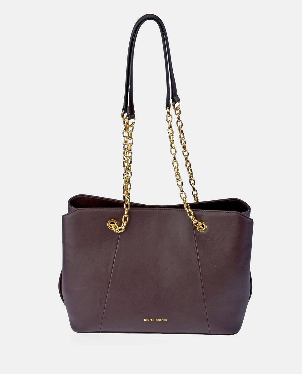 Mala Tipo Tote Grande em Pele com Alça Dupla - Azul-Marinho Roxo-1
