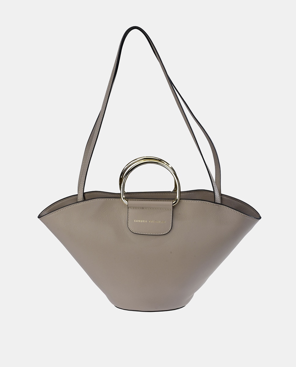 Imagen 0 de Bolso crossbody Sandra Fleckled con asas de mano metálicas en piel