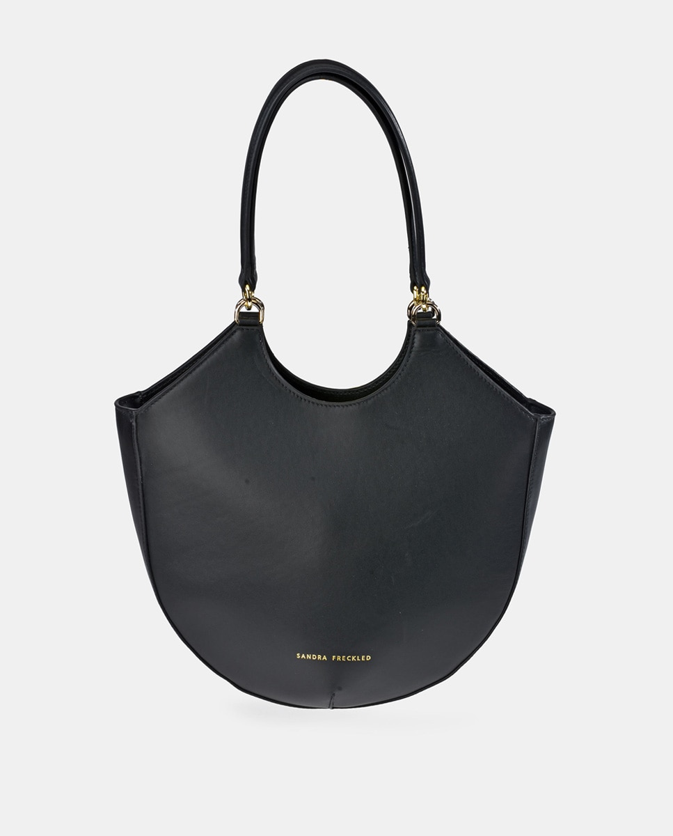 Mala Crossbody em Pele com Alças Curtas Preto-1