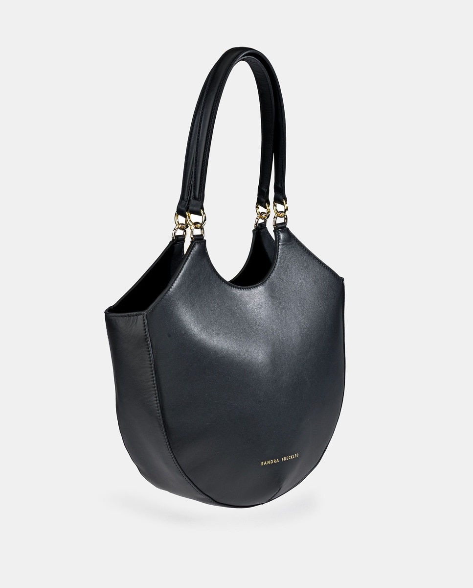 Mala Crossbody em Pele com Alças Curtas Preto-3