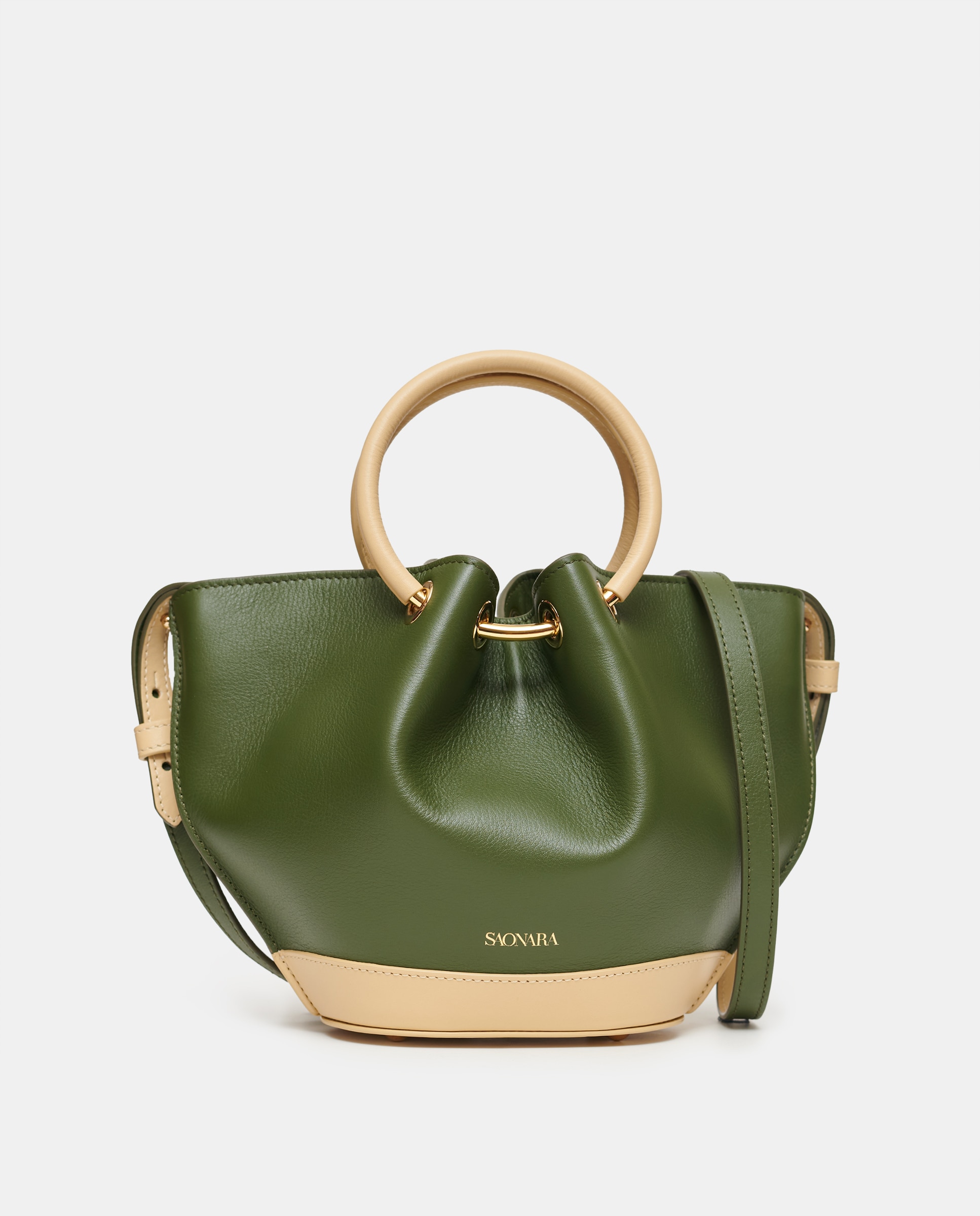 Mala Pequena em Pele com Alça de Tiracolo Verde-militar-1