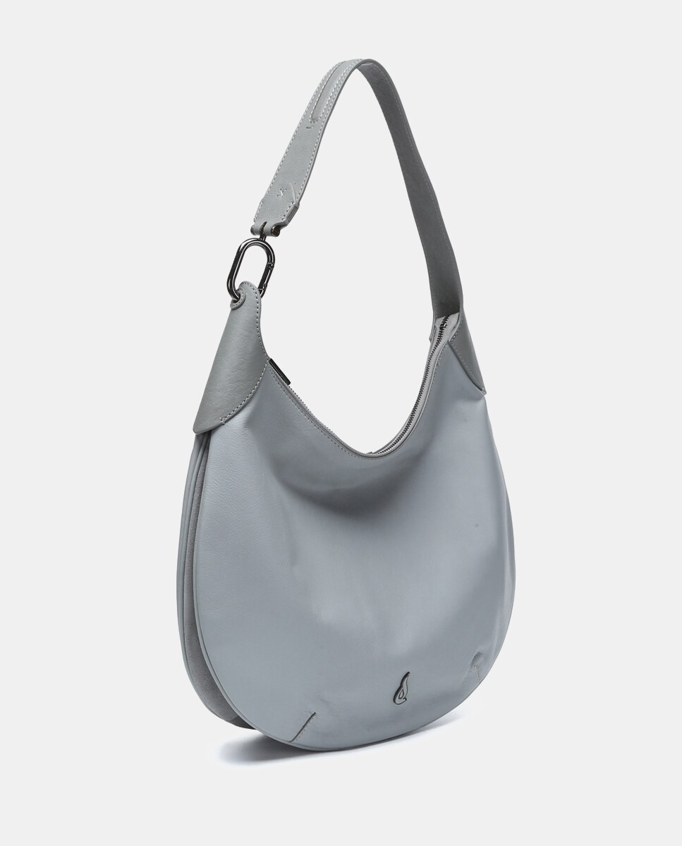 Mala de Ombro Oceans Diary em Pele - Cinzento Cinzento-3