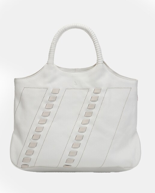 Imagem 0 de Mala Shopper Oceans Diary com Detalhes Passados em Pele - Branco