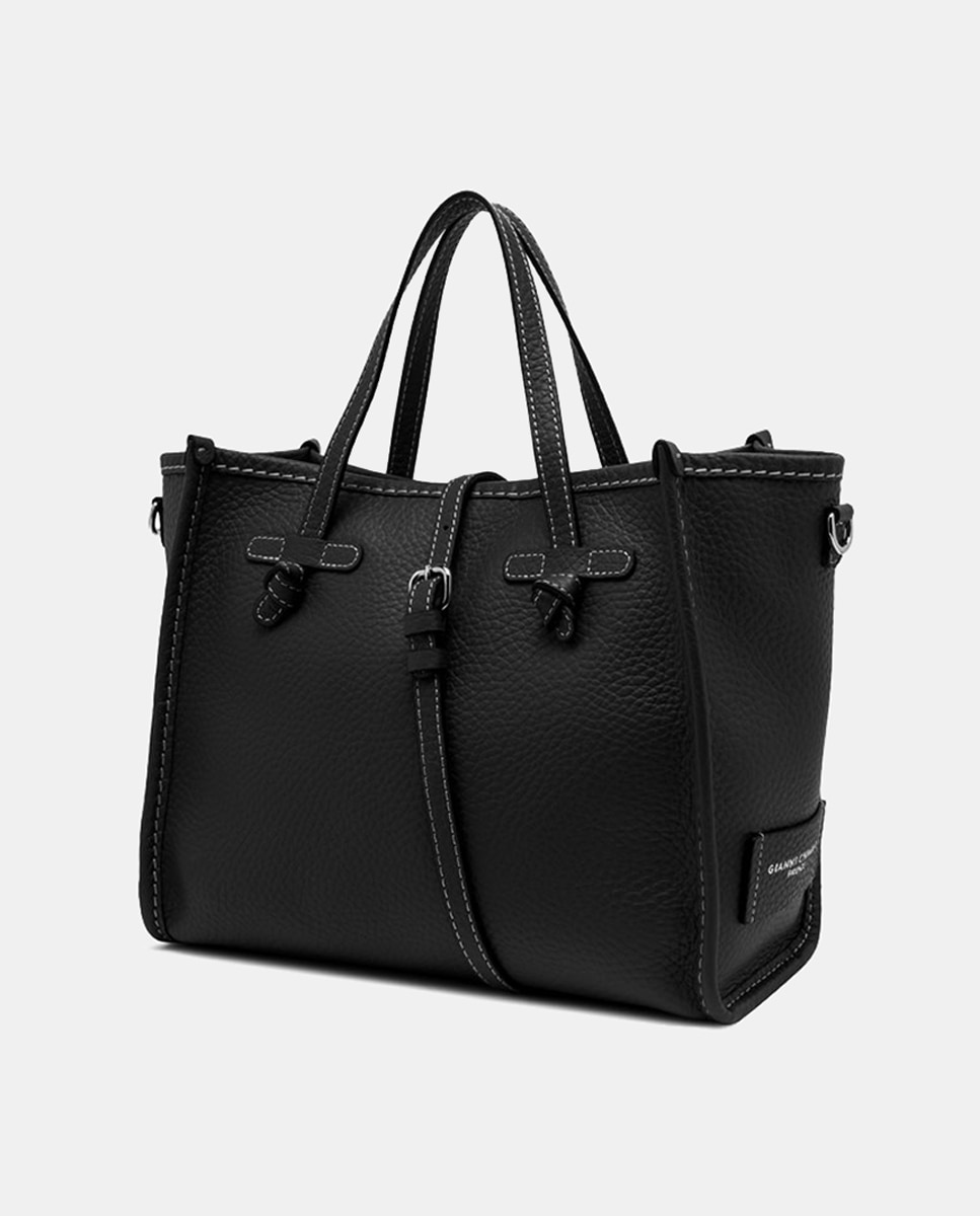 Bolso bandolera de ni tamaño mediano en piel burbuja color oro y pochette en piel a juego. - Gianni Chiarini - Negro Negro-3
