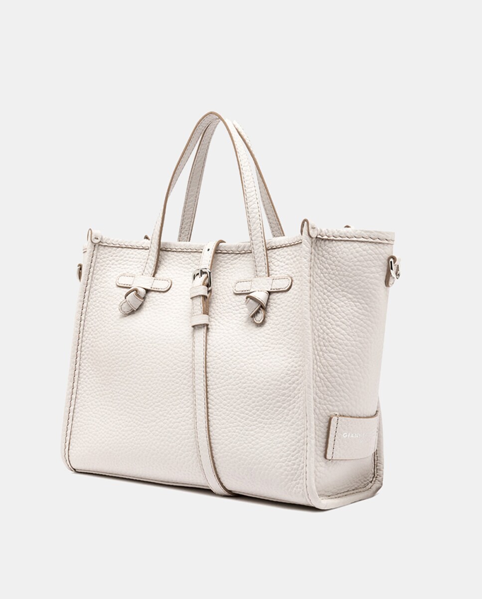 Mala a Tiracolo de Tamanho Médio em Pele Texturizada e Pochete em Pele a Condizer - Dourado Creme-2