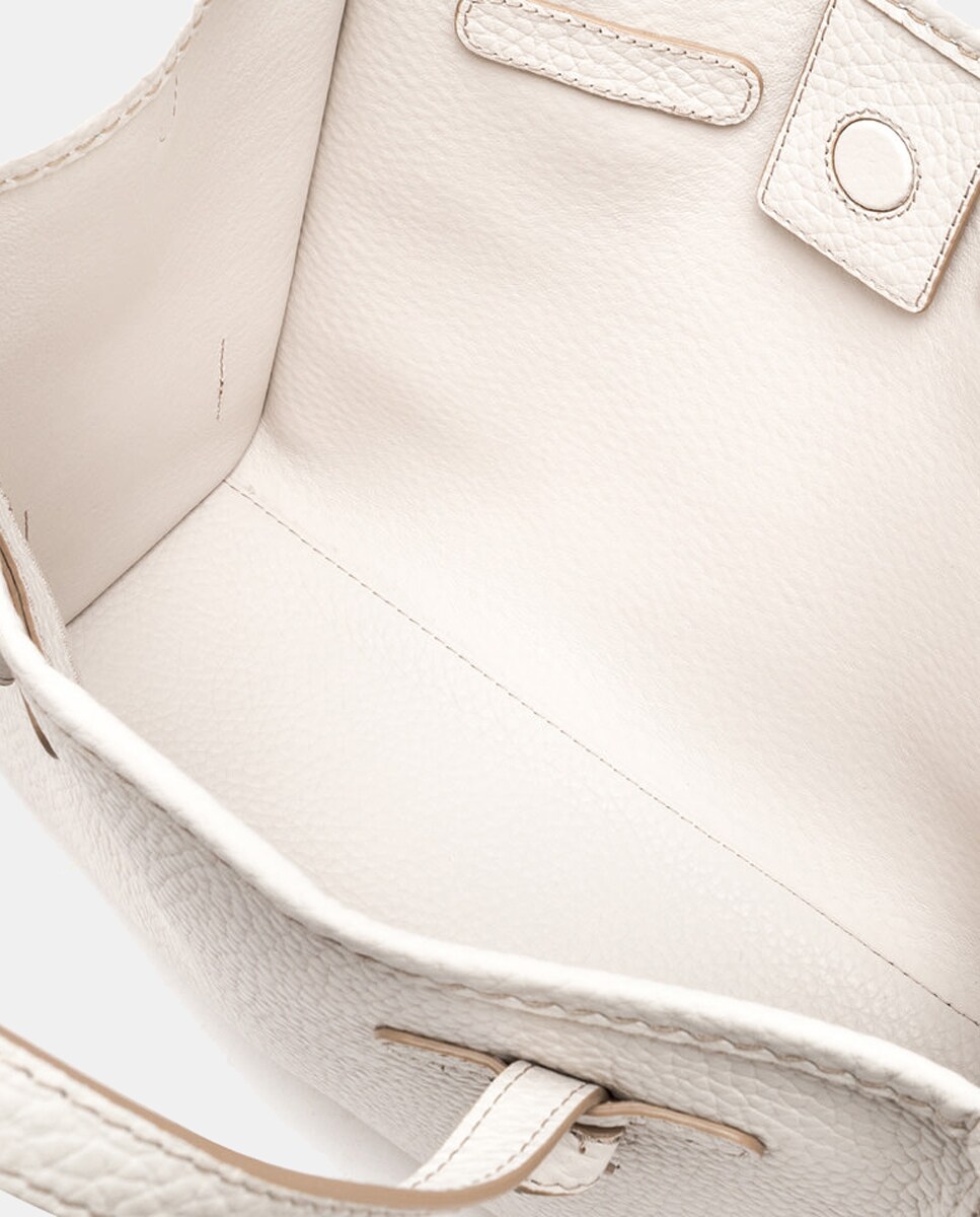 Mala a Tiracolo de Tamanho Médio em Pele Texturizada e Pochete em Pele a Condizer - Dourado Creme-3