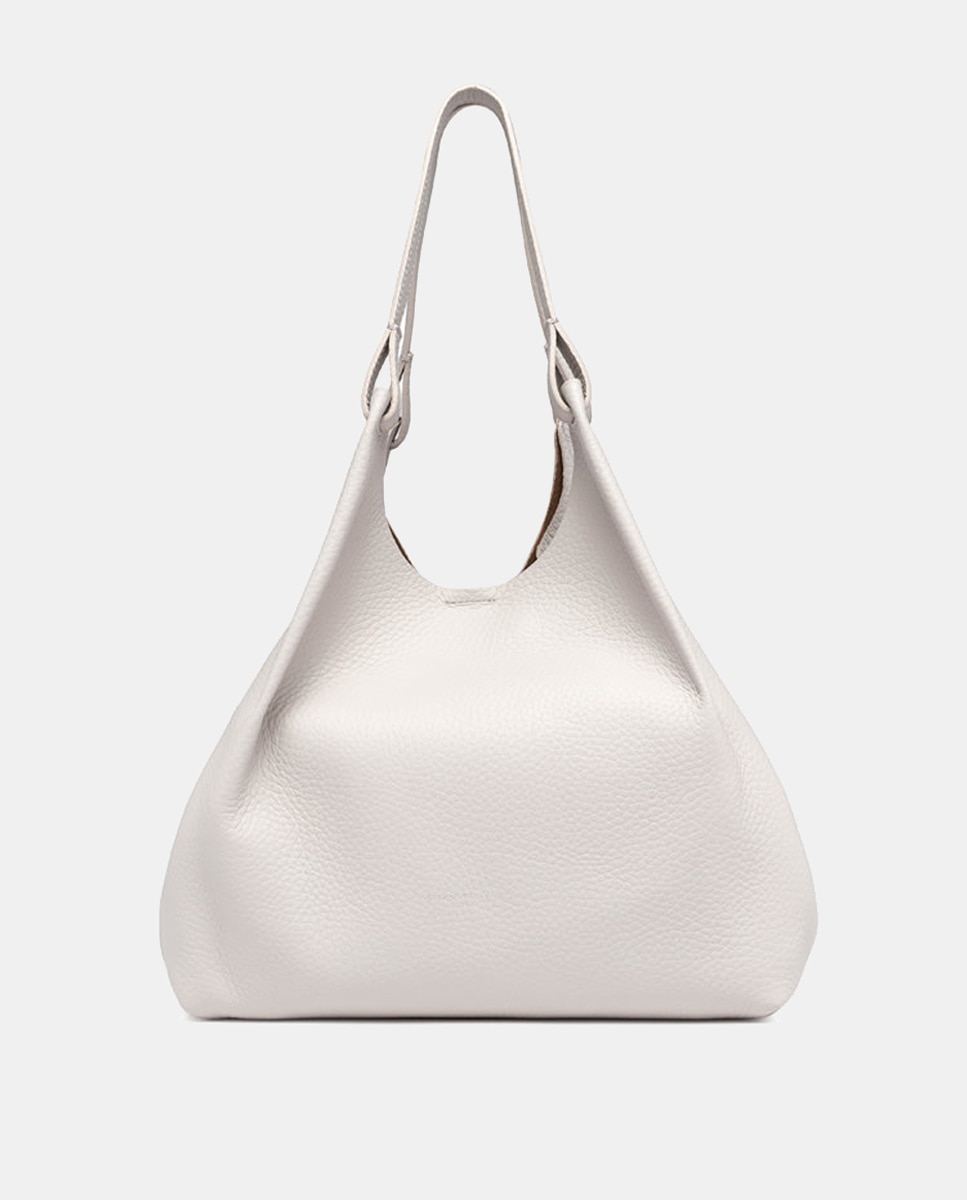 Mala Shopper Grande com Bolso Amovível em Pele - Roxo Creme-3