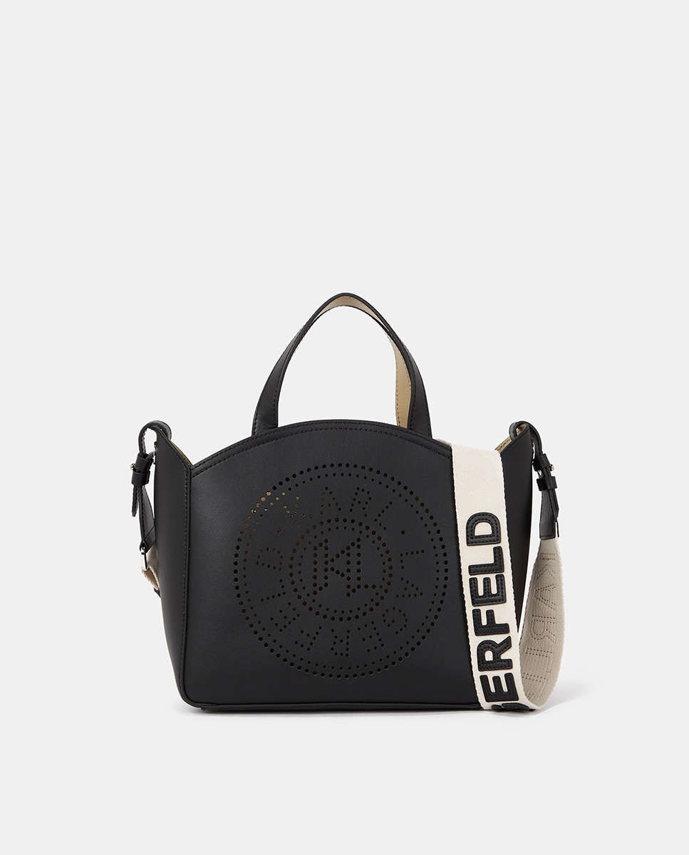 Mala Crossbody com Logótipo - Bege Preto-1