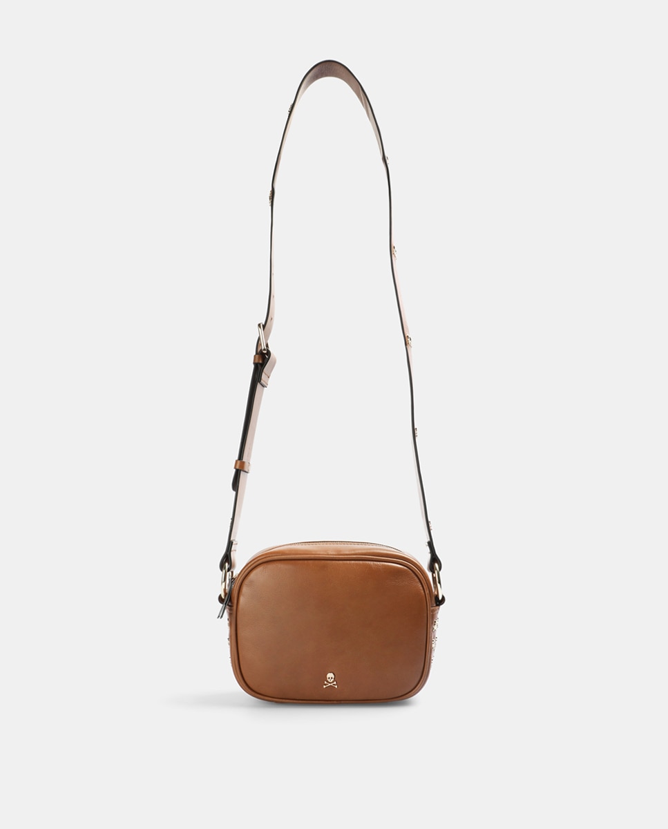 Mala de Ombro Pequena New Skull Bag - Preto Camel-1