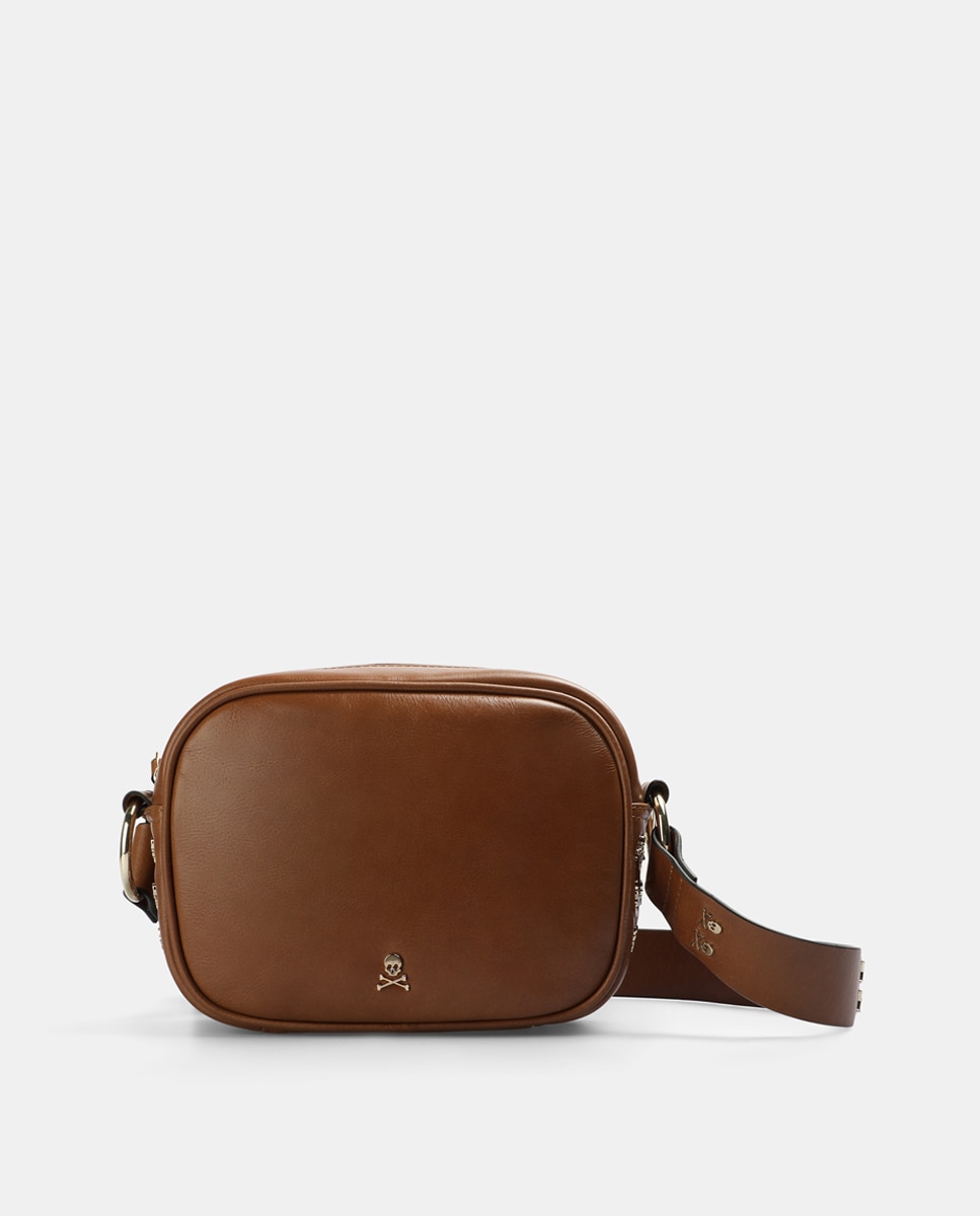 Mala de Ombro Pequena New Skull Bag - Preto Camel-3