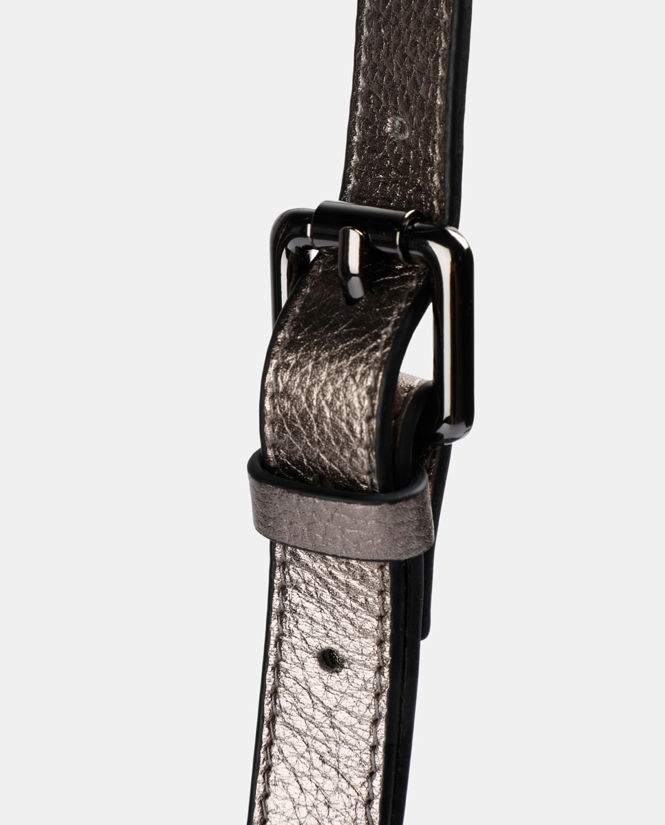 Mala de Ombro Pequena Skull Strap Bag - Preto Prata-6