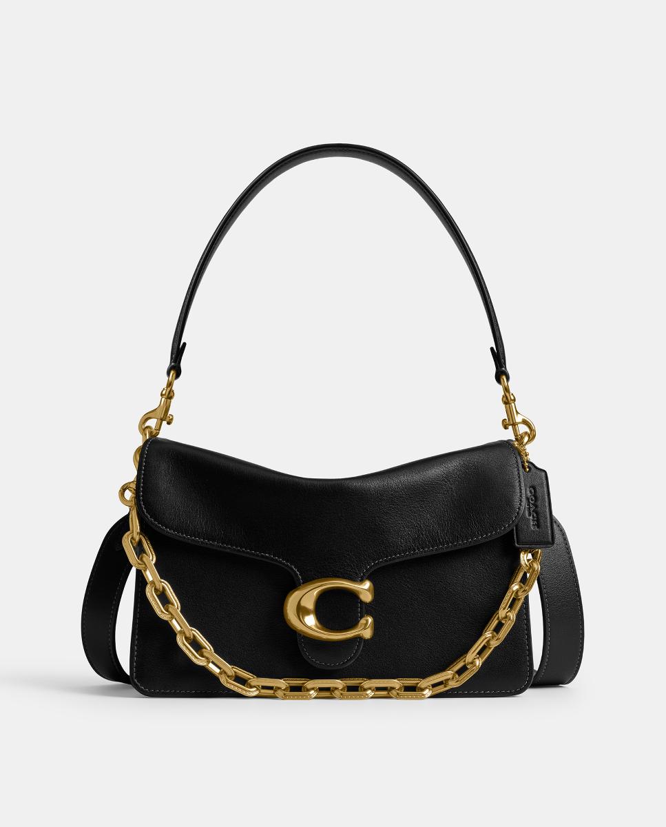 Mala de Ombro Chain Tabby em Pele Preto-1