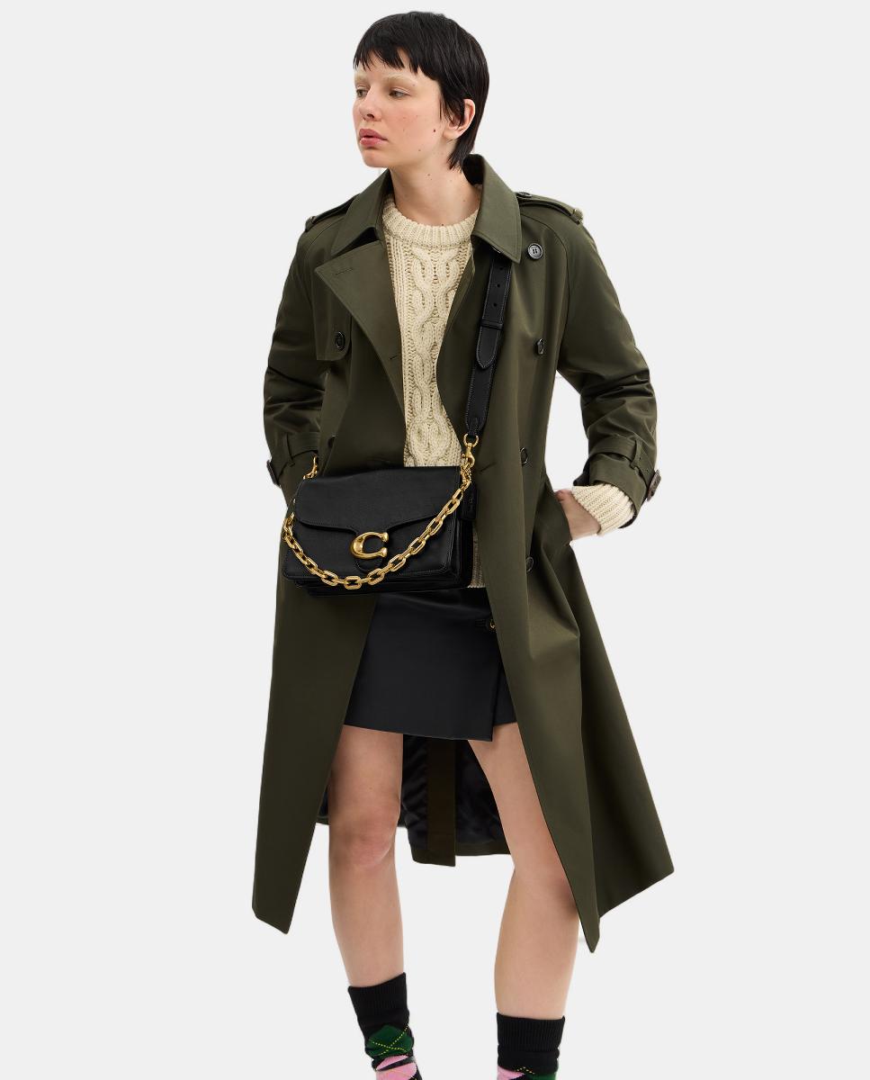 Mala de Ombro Chain Tabby em Pele Preto-2