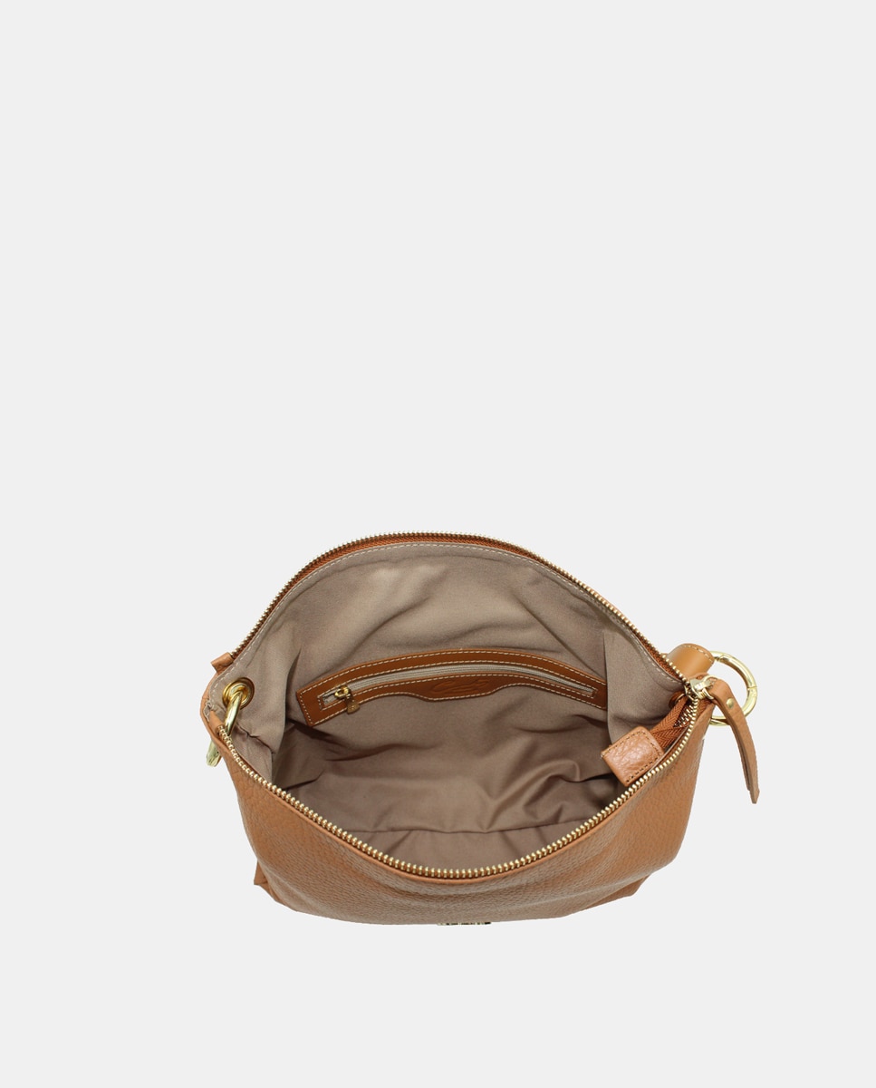 Mala Hobo em Pele com Fecho de Correr Camel-4