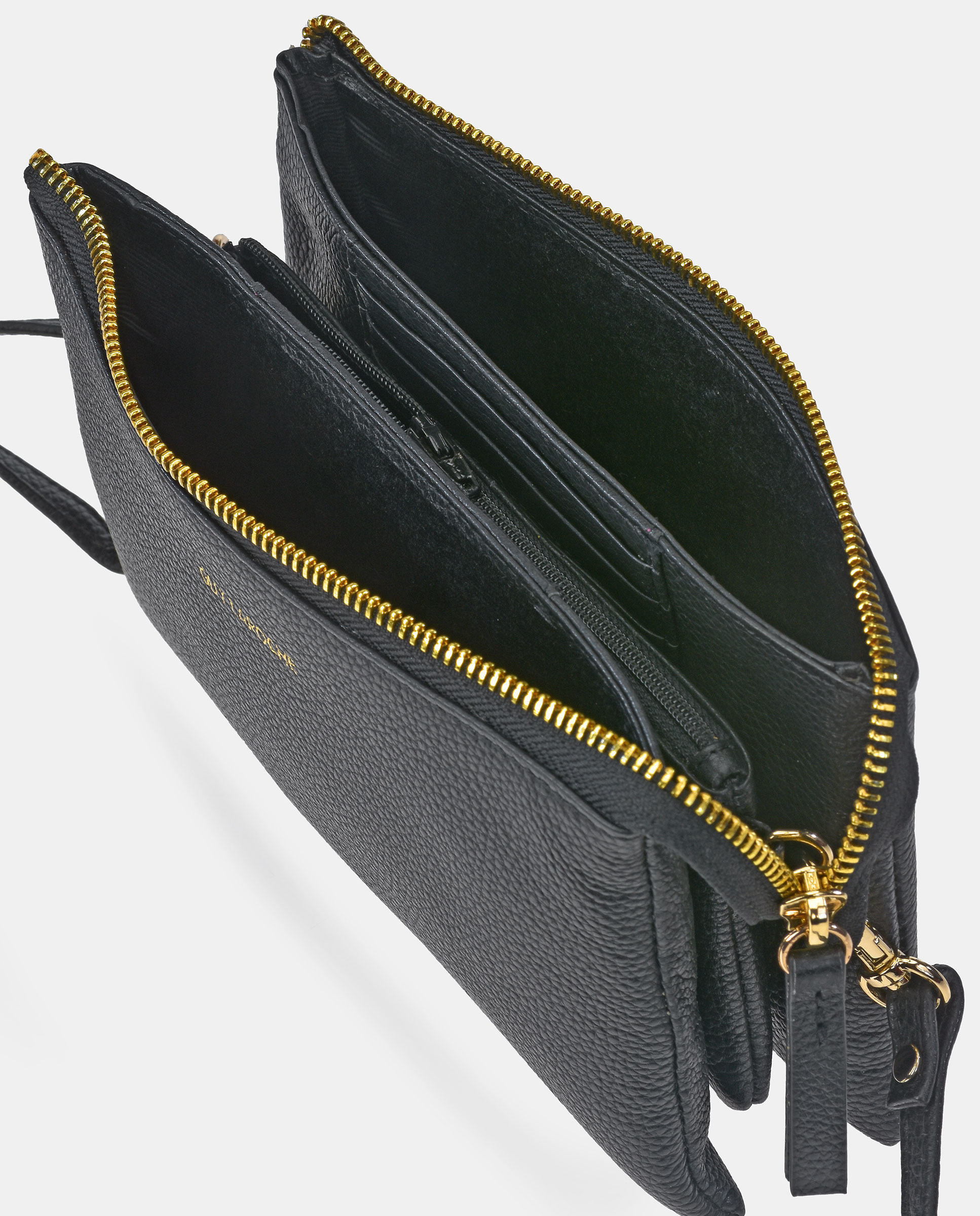 Mala Crossbody Retangular em Pele Preto-2