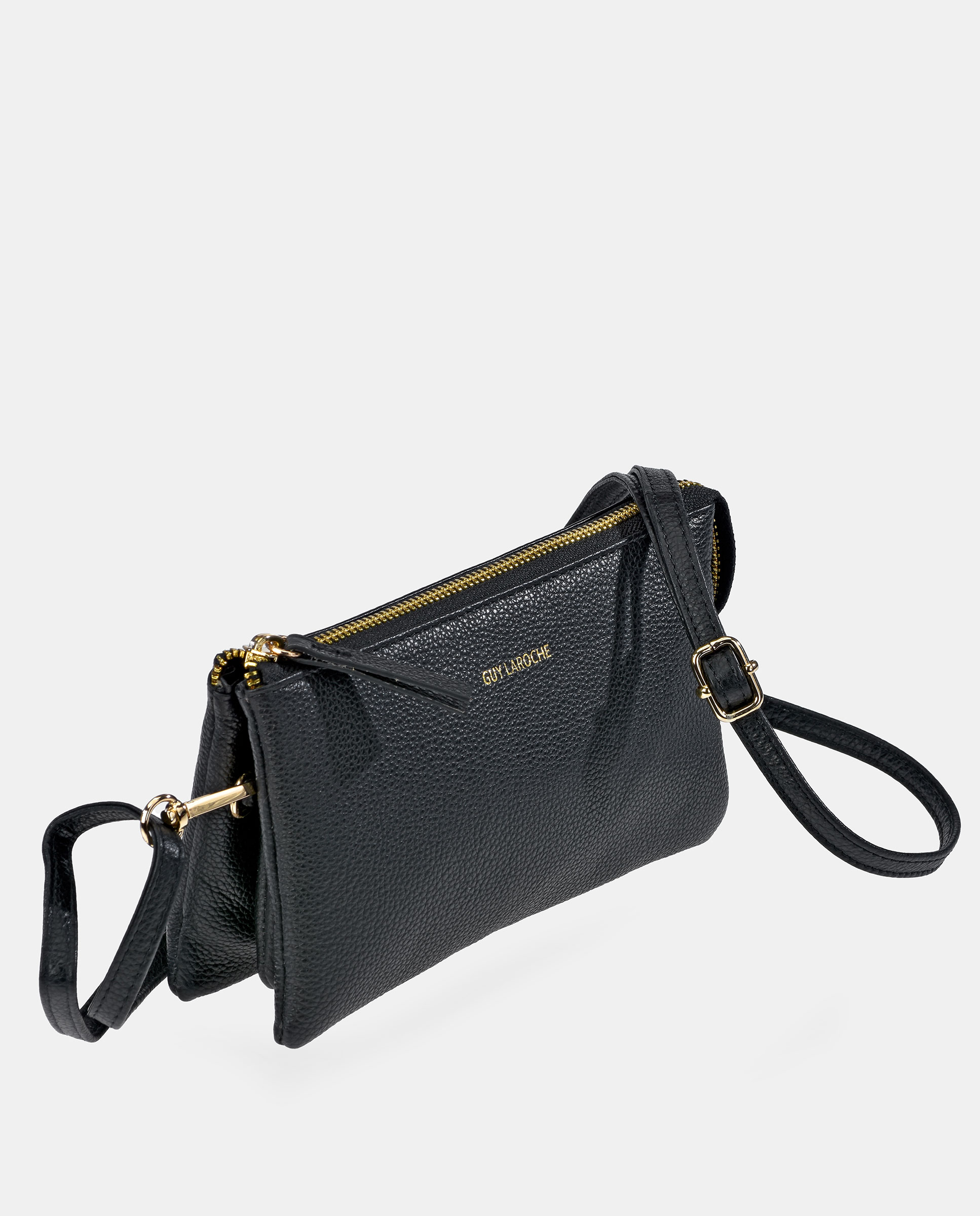 Mala Crossbody Retangular em Pele Preto-4