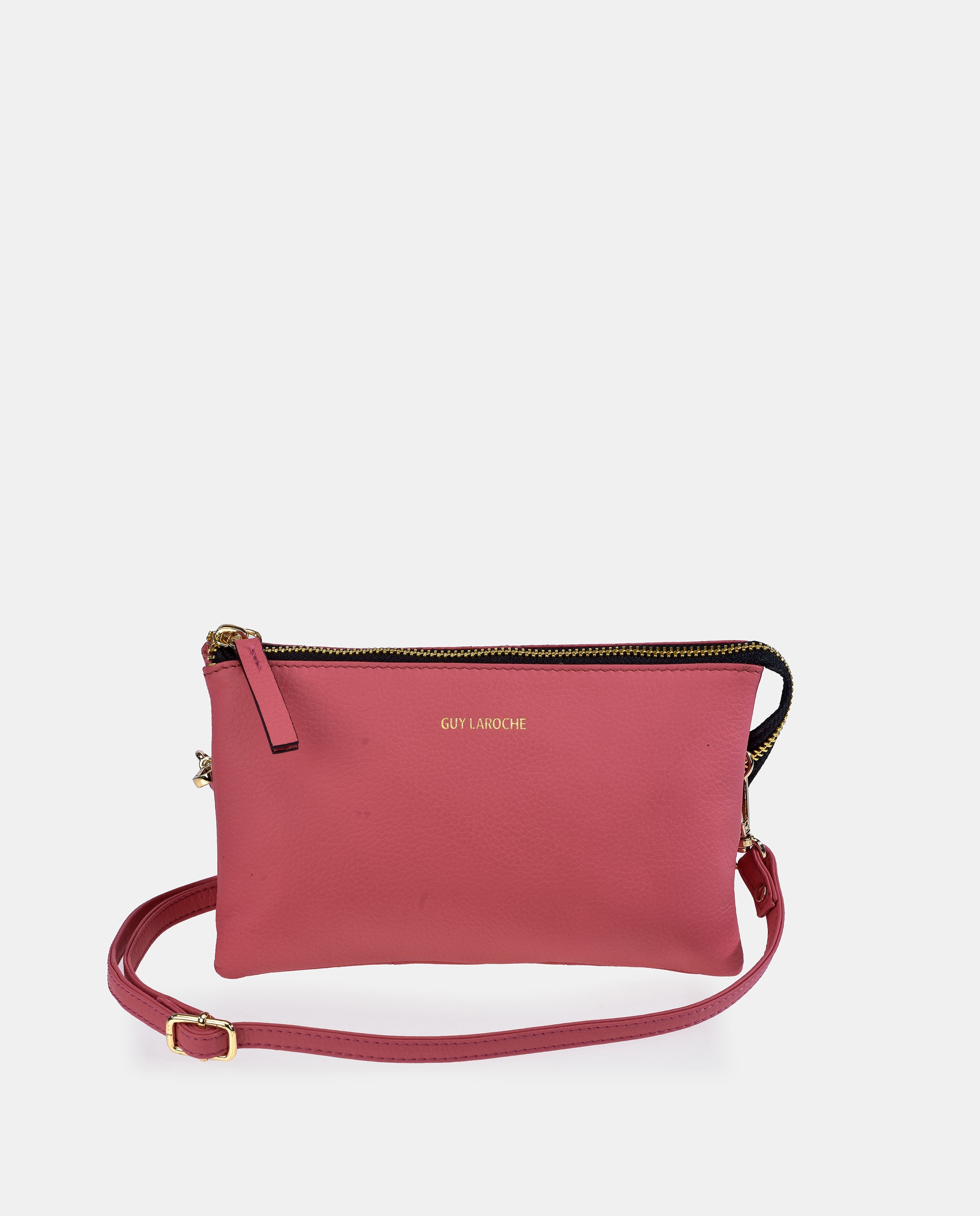 Mala Crossbody Retangular em Pele Rosa-1
