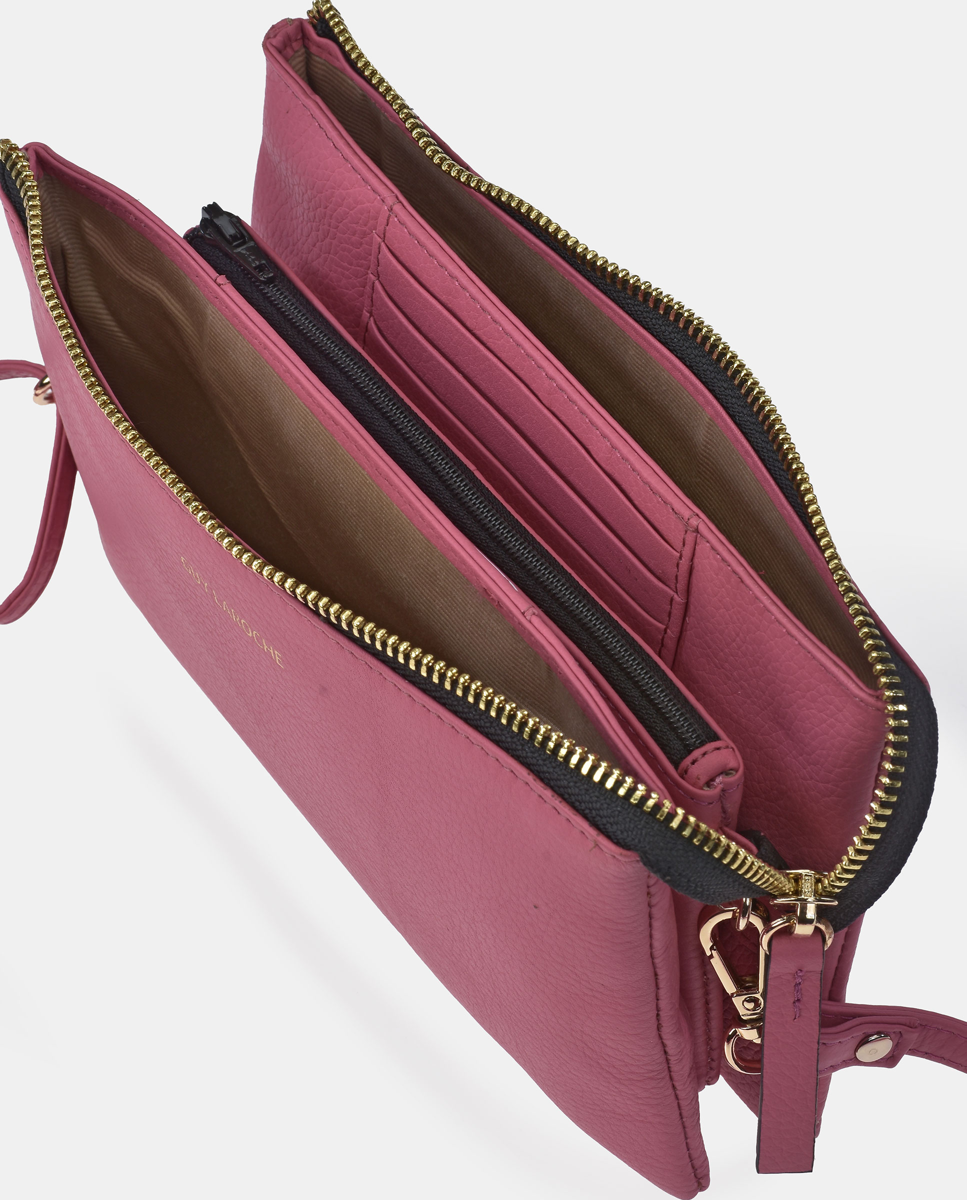 Mala Crossbody Retangular em Pele Rosa-2