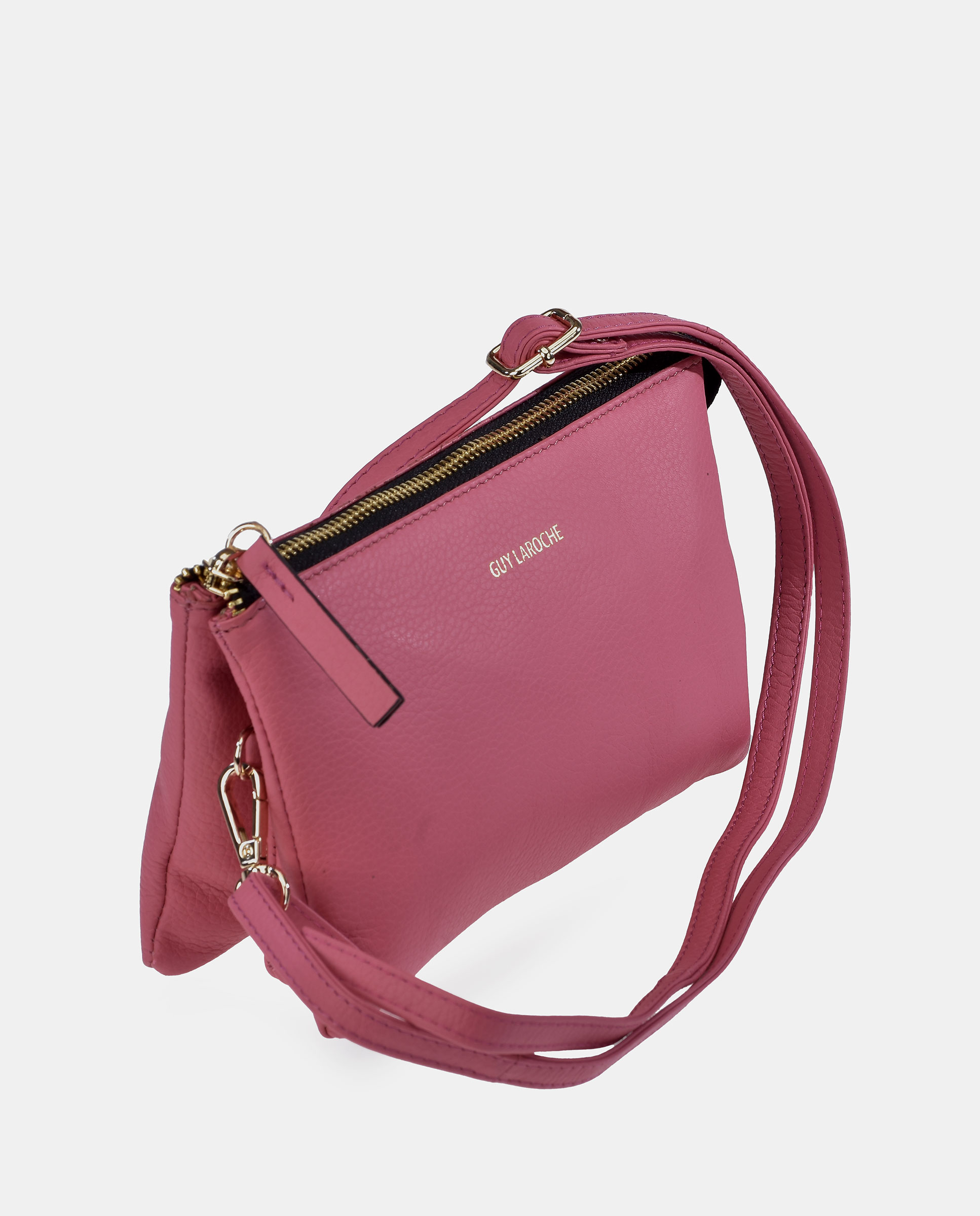 Mala Crossbody Retangular em Pele Rosa-4