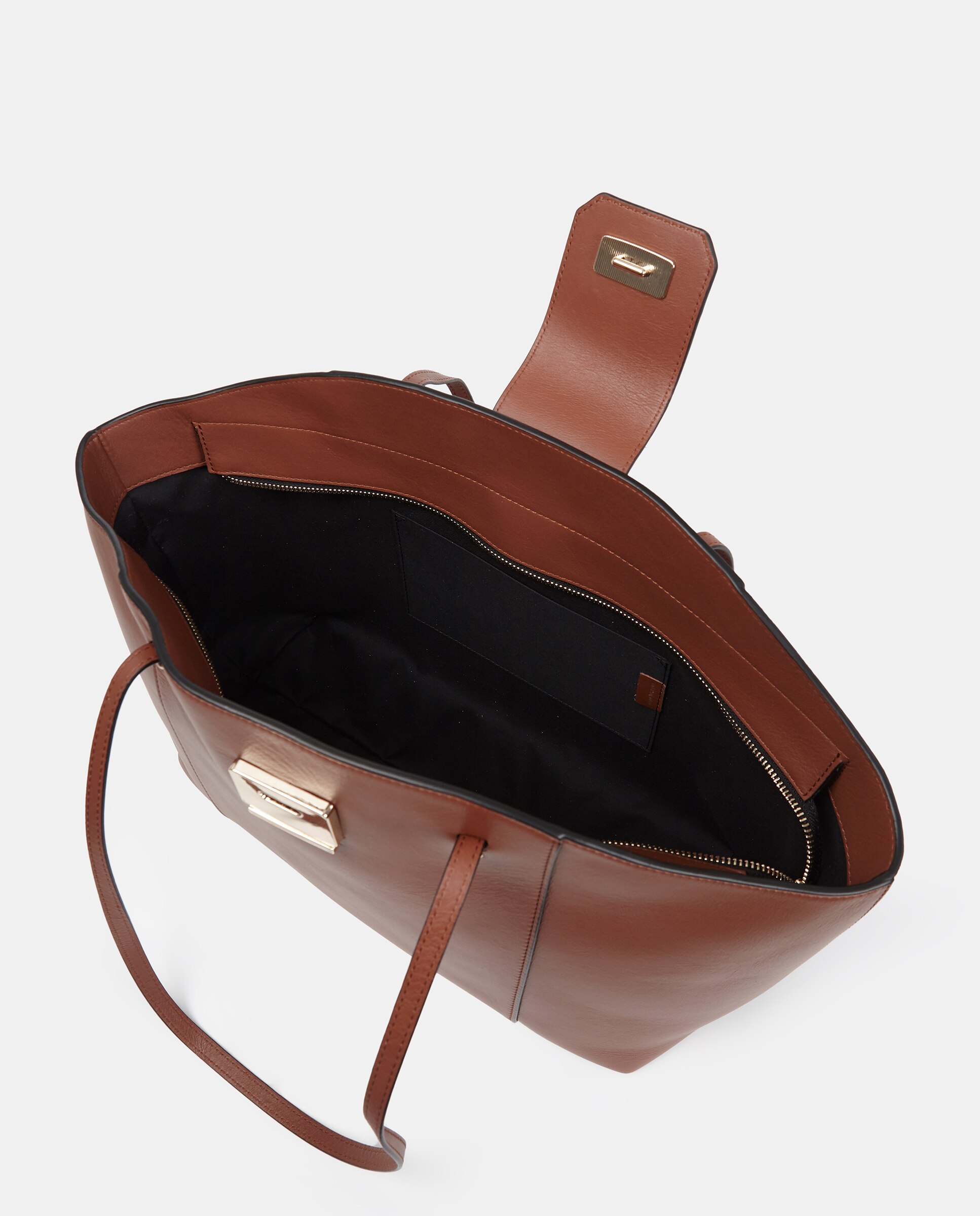 Bolso shopping grande con asas largas en piel lisa - Sandra Freckled - Camel Camel-3
