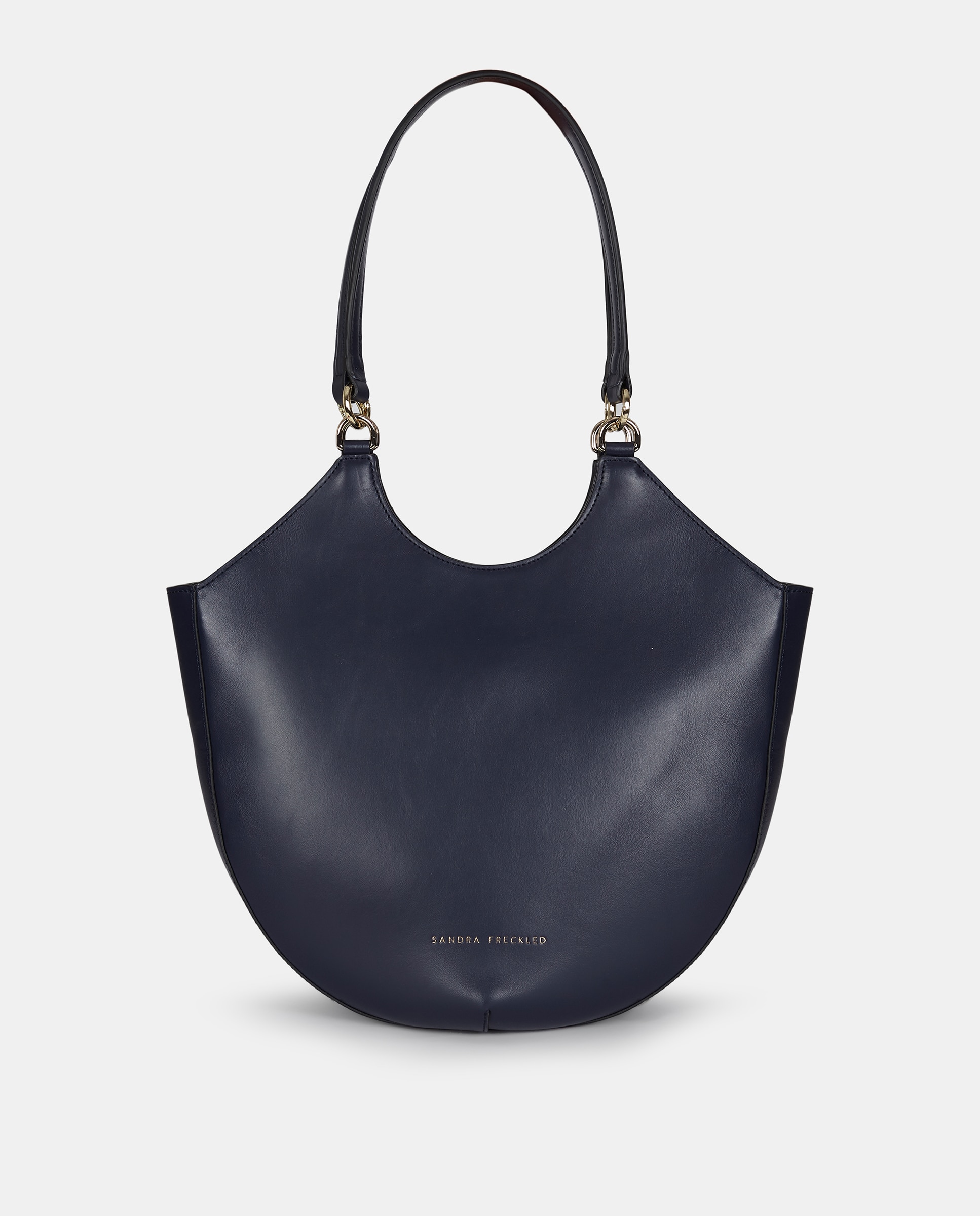 Mala Crossbody em Pele com Alças Curtas Azul-marinho-1