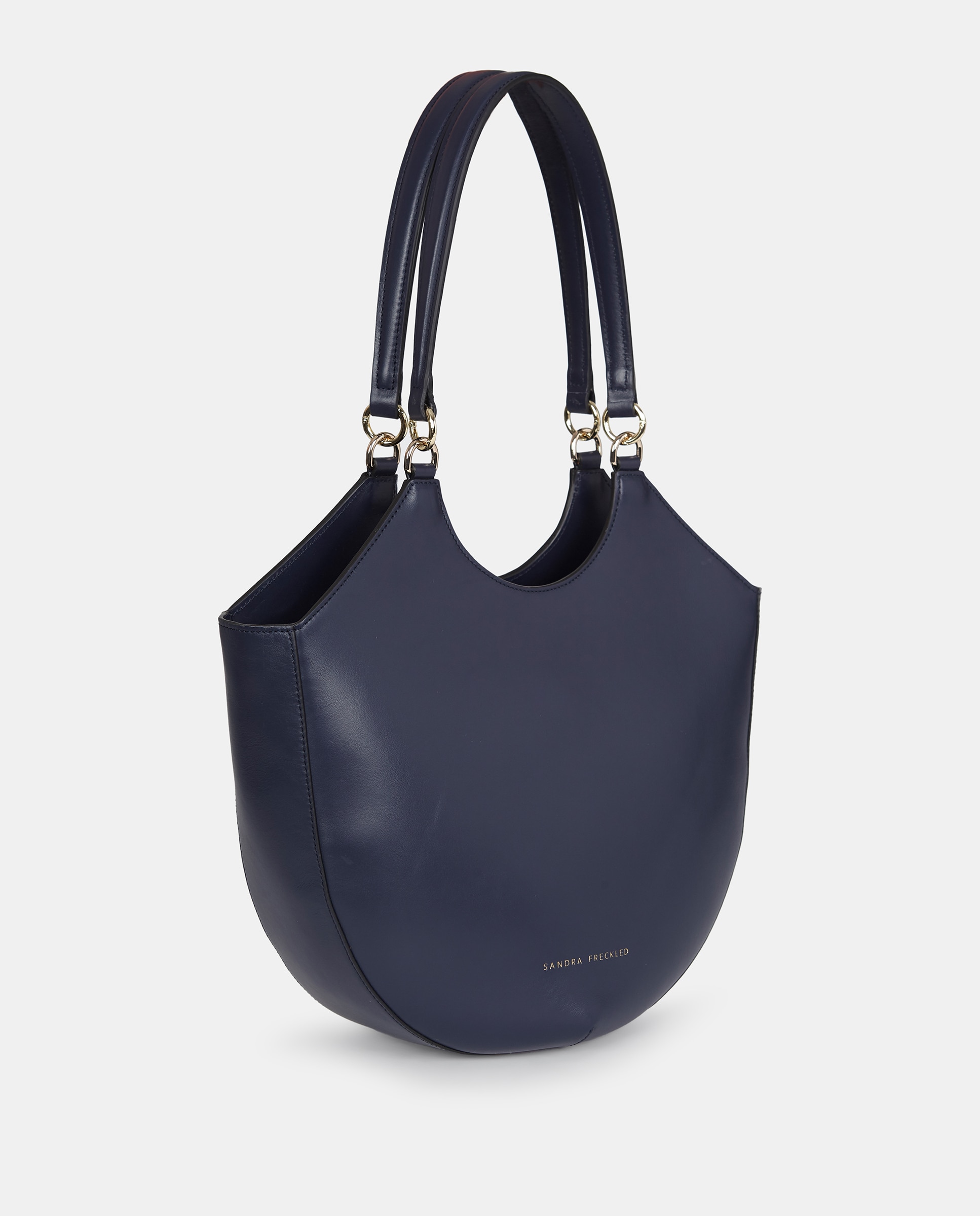 Mala Crossbody em Pele com Alças Curtas Azul-marinho-2