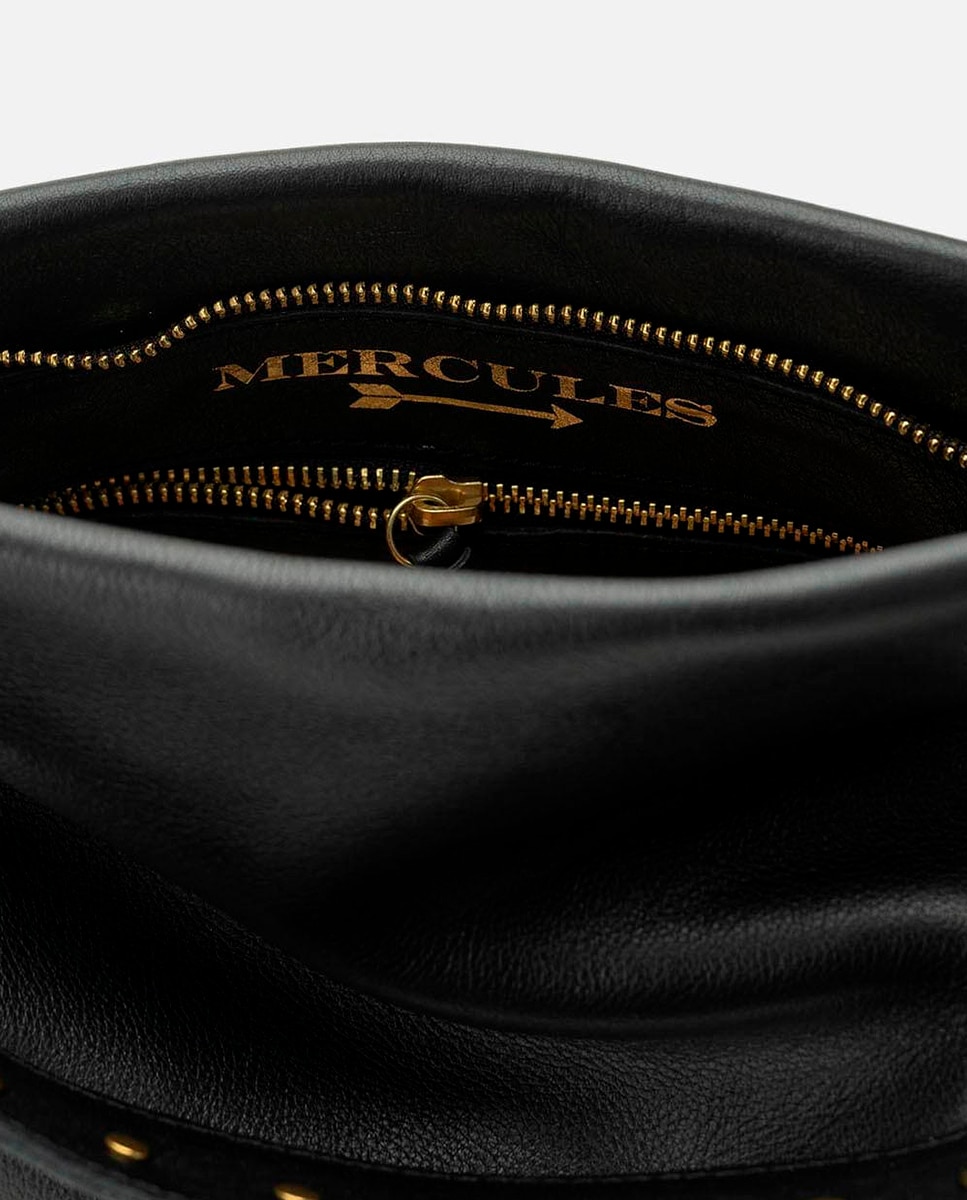 Imagen 3 de Bandolera mediana Tango de piel en blanco con cremallera - Mercules - Negro Negro
