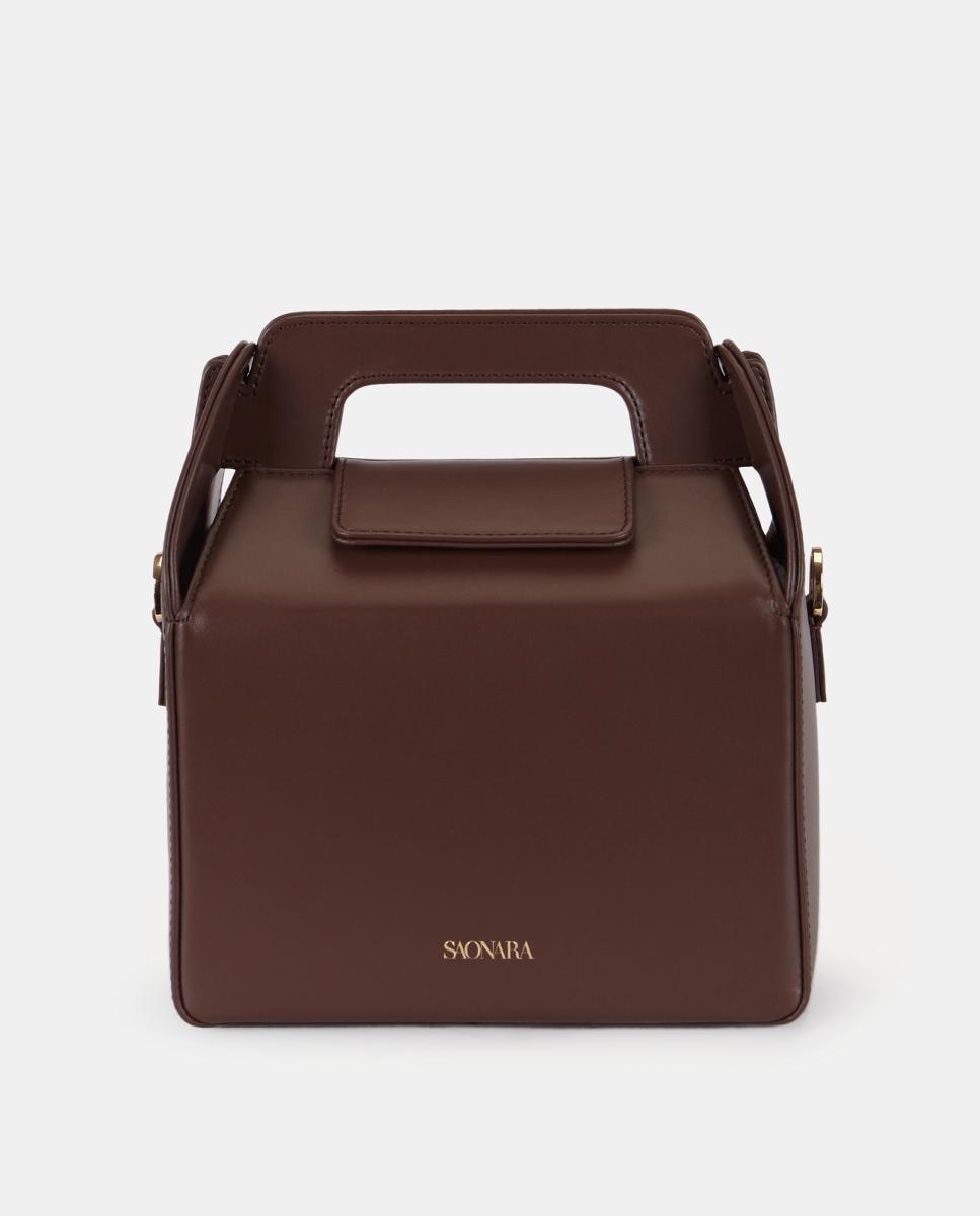 Imagem 0 de Mala de Mão Média em Pele com Alça de Tiracolo - Castanho Chocolate