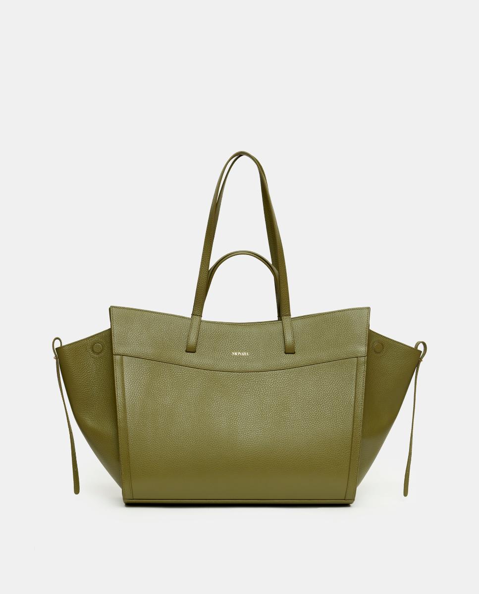 Imagem 0 de Mala de Mão e Ombro Grande em Pele - Verde