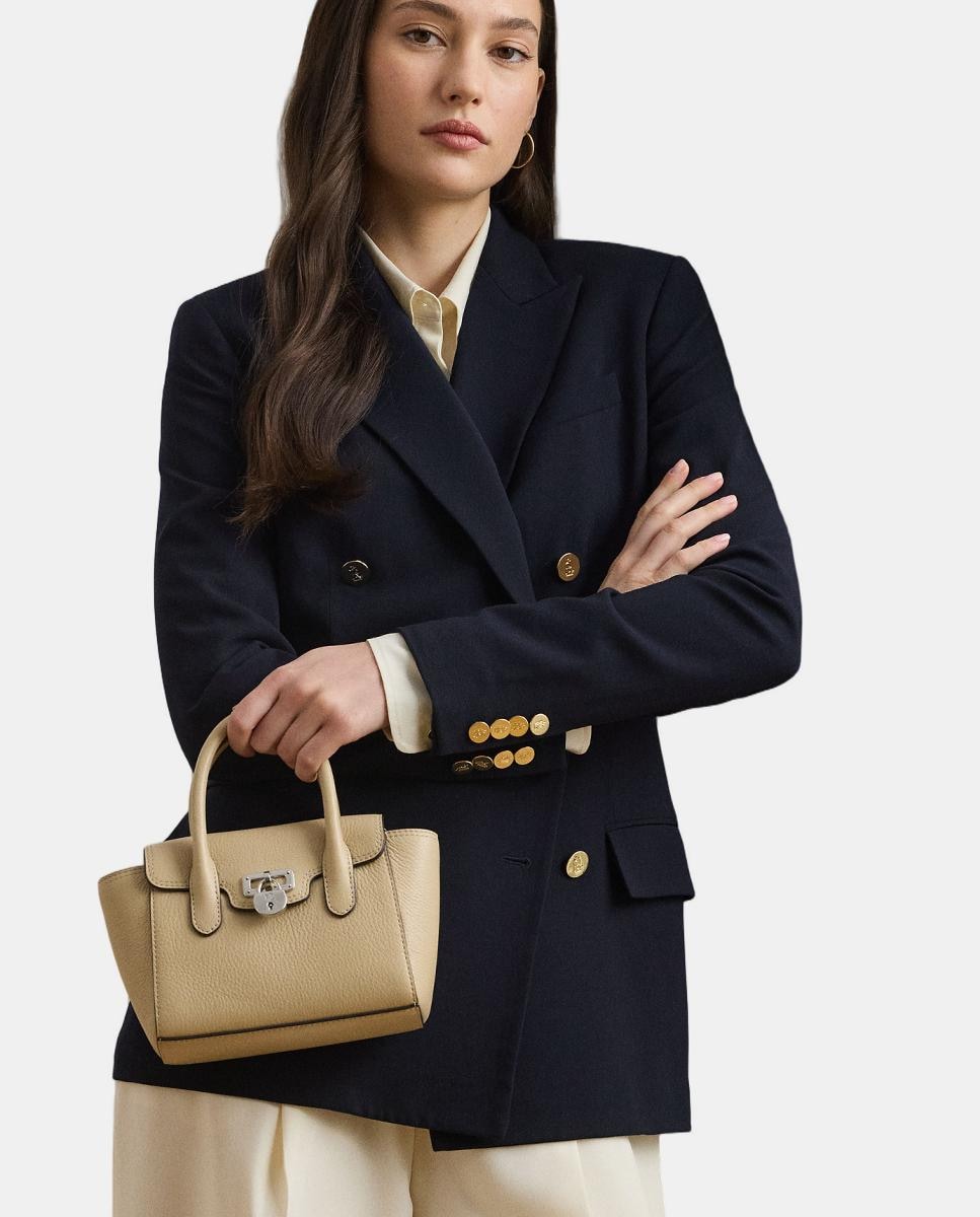 Mala Tanner Pequena em Pele Bege-3