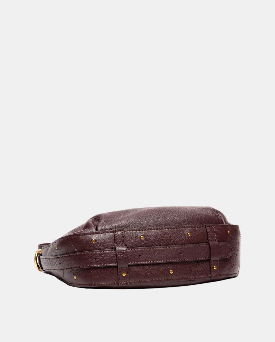 Mala de Ombro Freedom em Pele e Croute Bordeaux-5