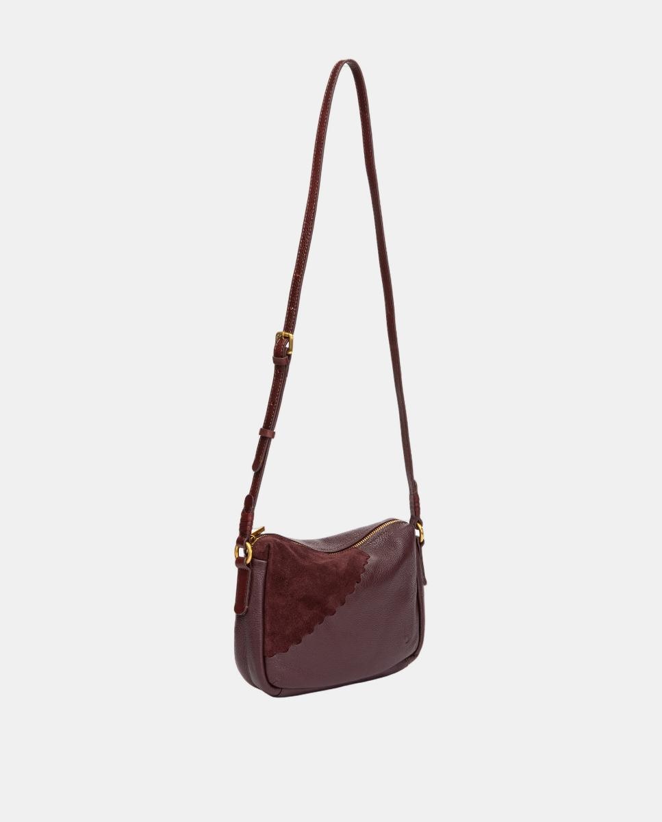 Mala a Tiracolo Freedom em Pele e Croute Bordeaux-2