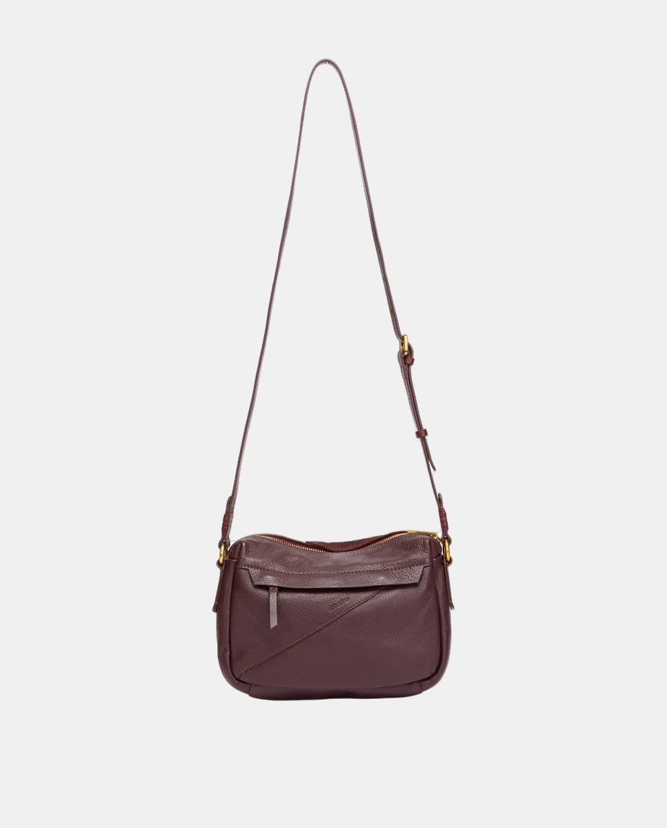 Mala a Tiracolo Freedom em Pele e Croute Bordeaux-4