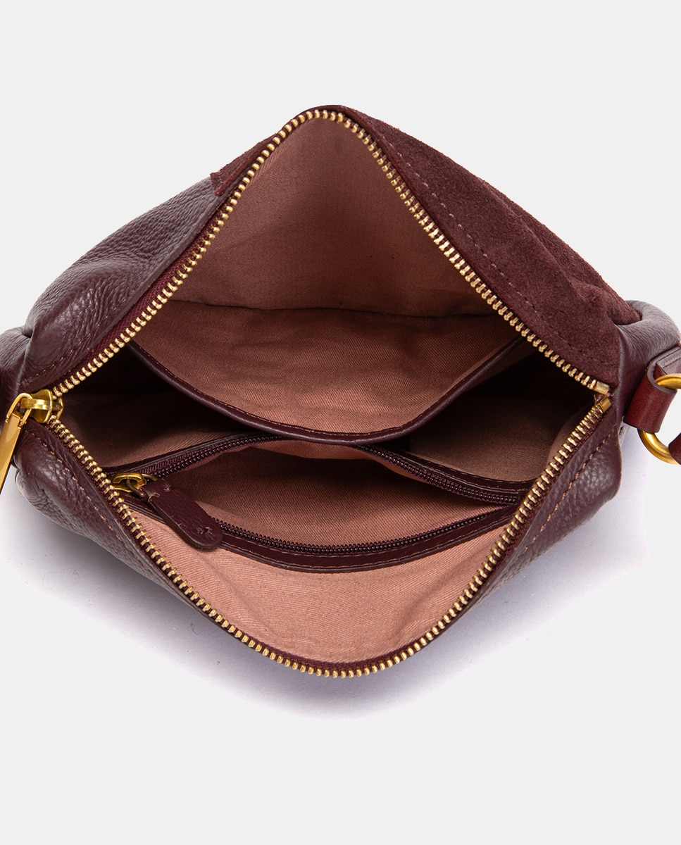 Mala a Tiracolo Freedom em Pele e Croute Bordeaux-5