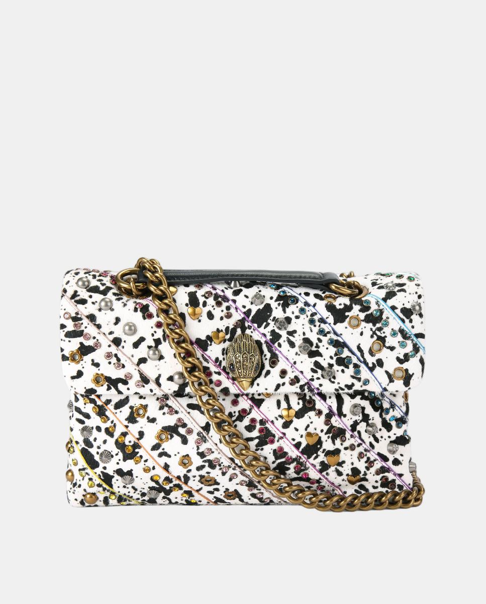 Mala a Tiracolo Kensington em Pele Estampada Branco-1