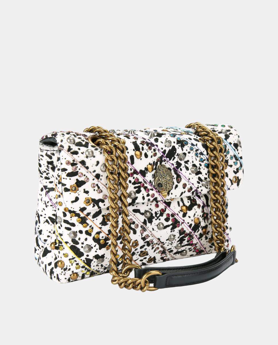 Mala a Tiracolo Kensington em Pele Estampada Branco-2