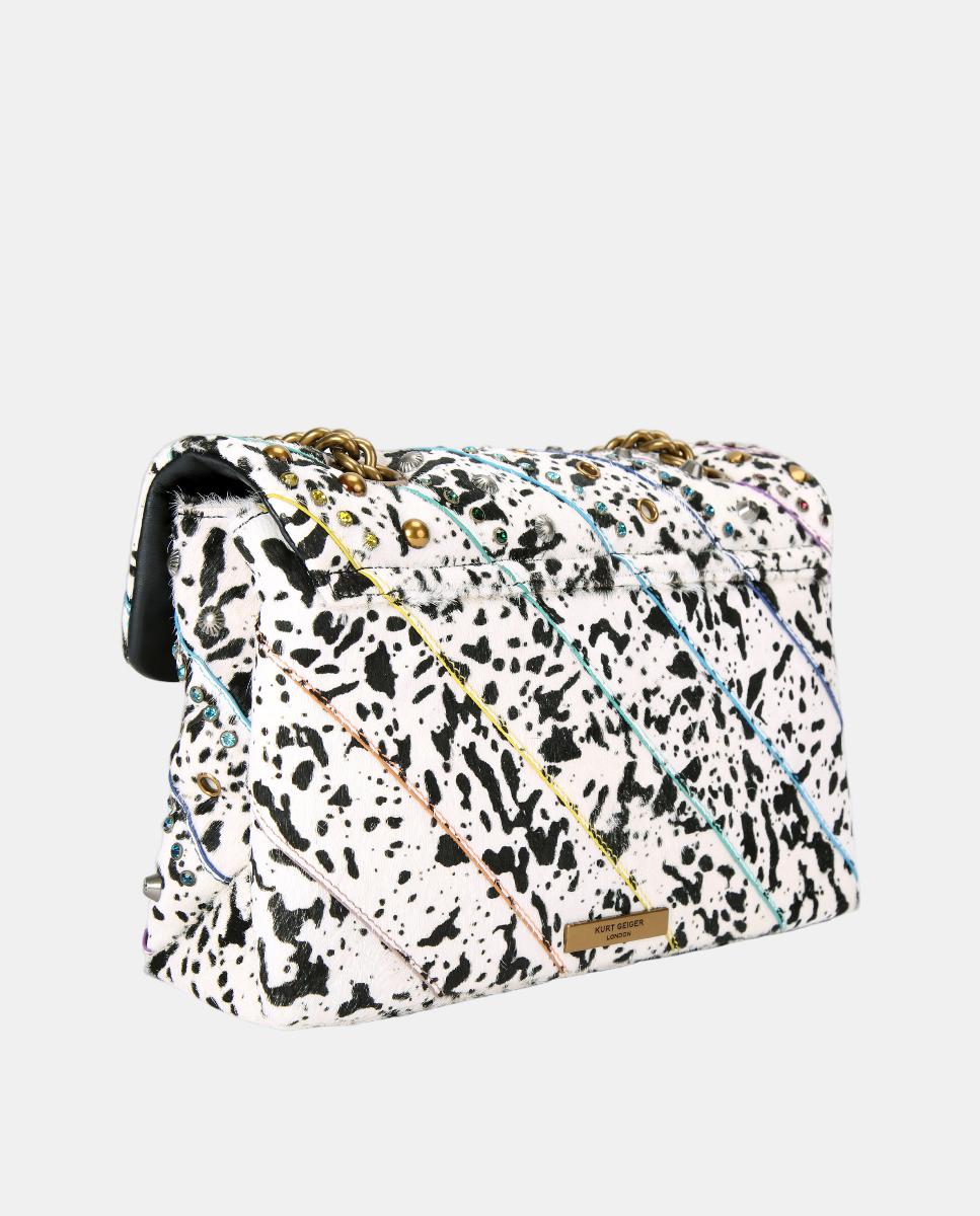 Mala a Tiracolo Kensington em Pele Estampada Branco-3
