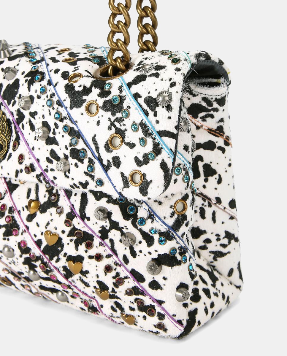 Mala a Tiracolo Kensington em Pele Estampada Branco-5
