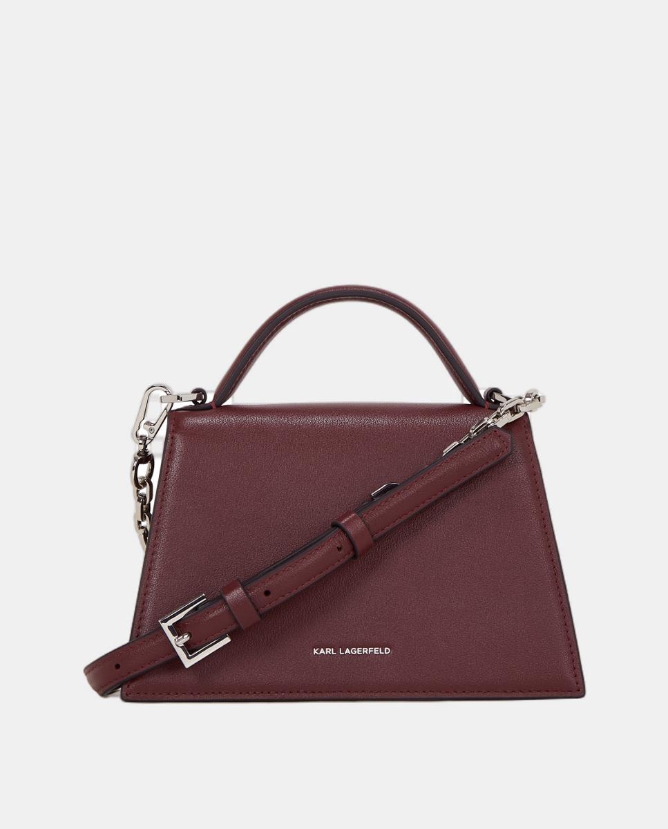 Mala a Tiracolo Média em Pele com Aba Grená-2